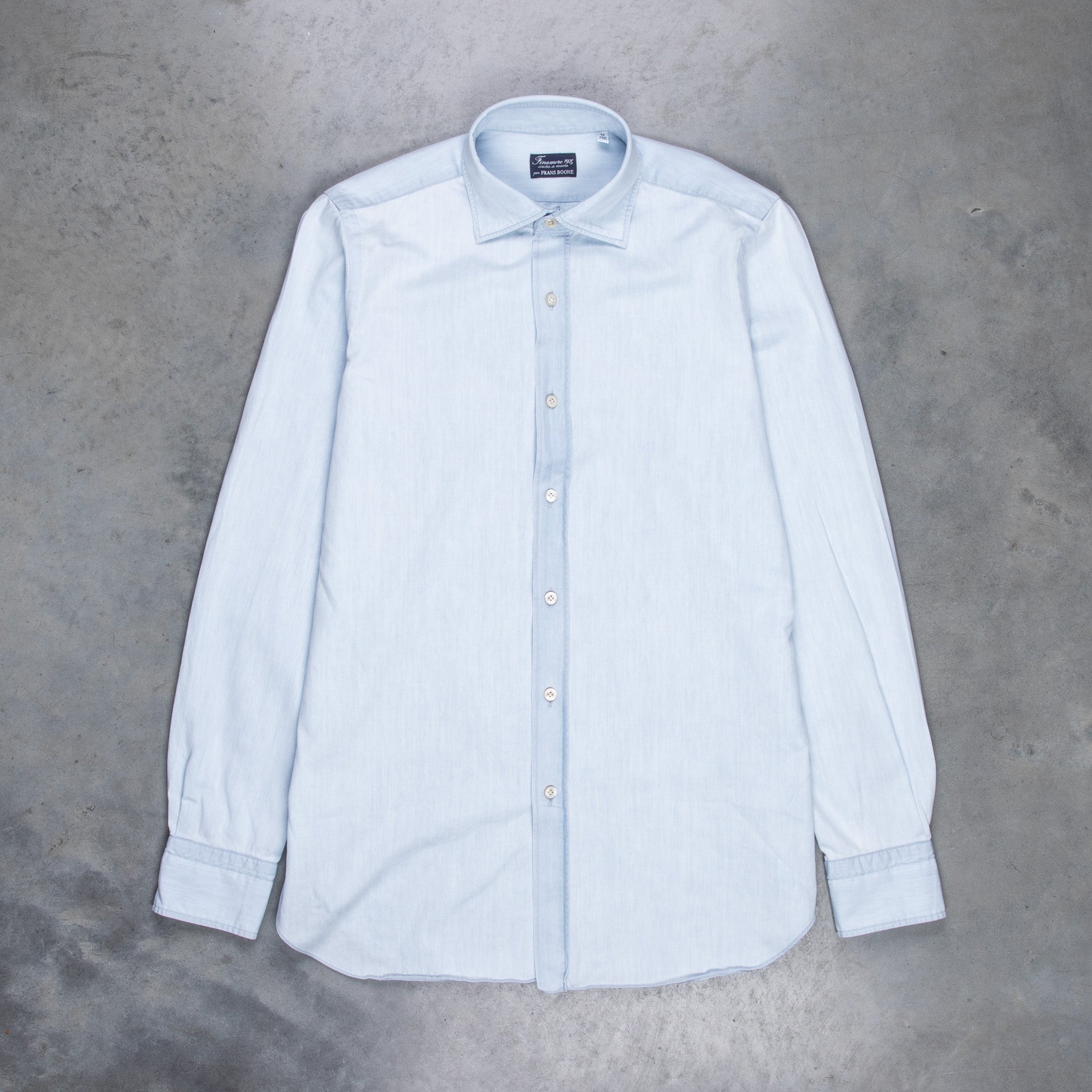 Finamore x Frans Boone Ivy Shirt Bleached Light Denim
