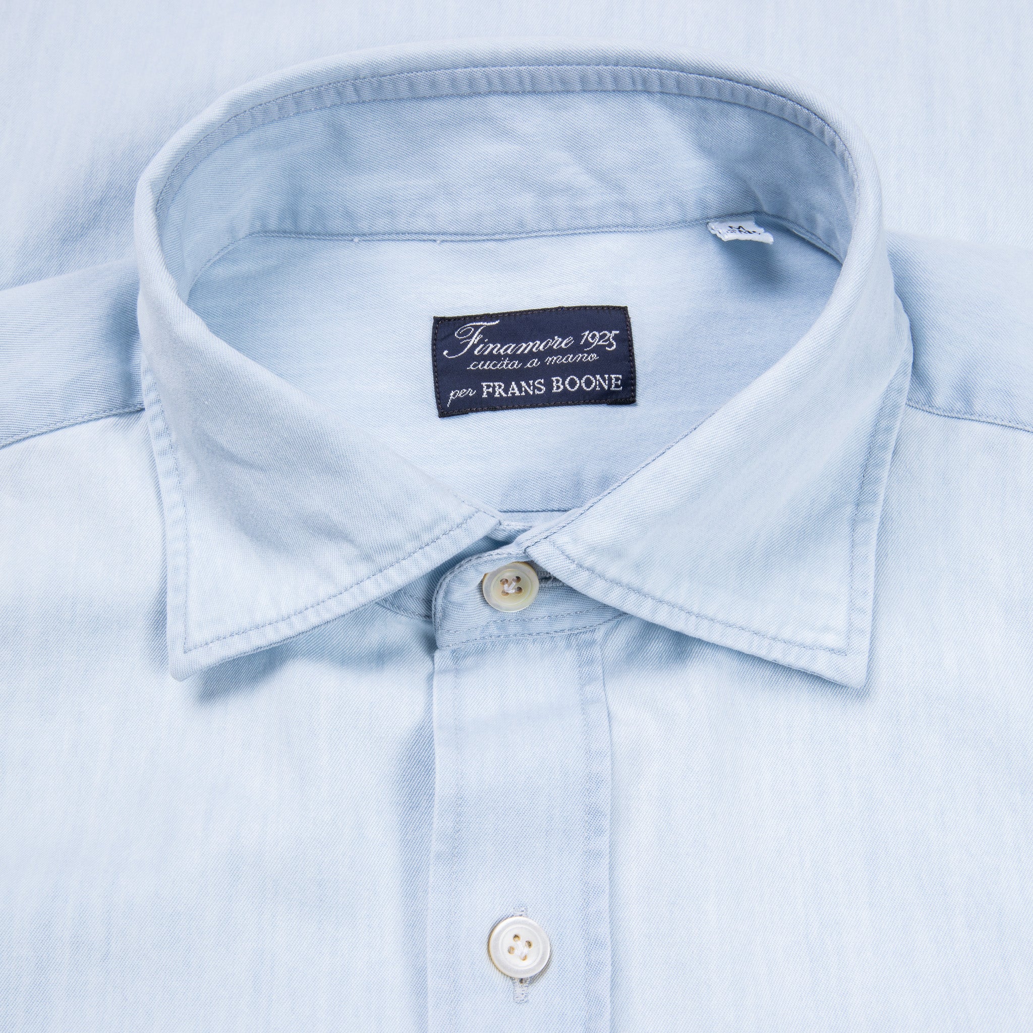 Finamore x Frans Boone Ivy Shirt Bleached Light Denim