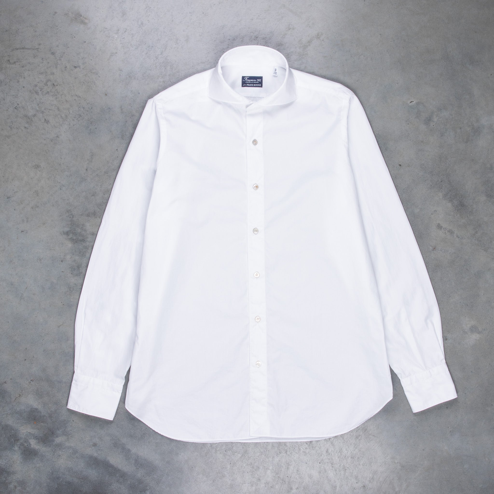 Finamore Gaeta Shirt Sergio Collar White Alumo Poplin