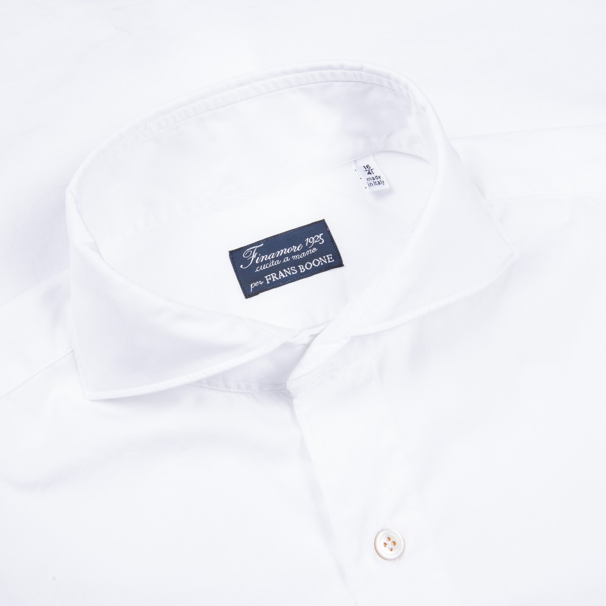 Finamore Gaeta Shirt Sergio Collar White Alumo Poplin