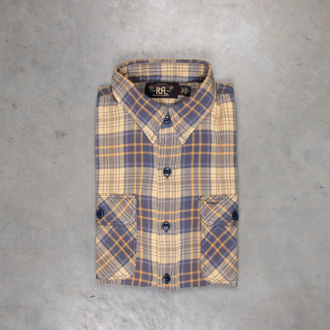 RRL Matlock Shirt Faded Blue and Yellow RL-600 Check