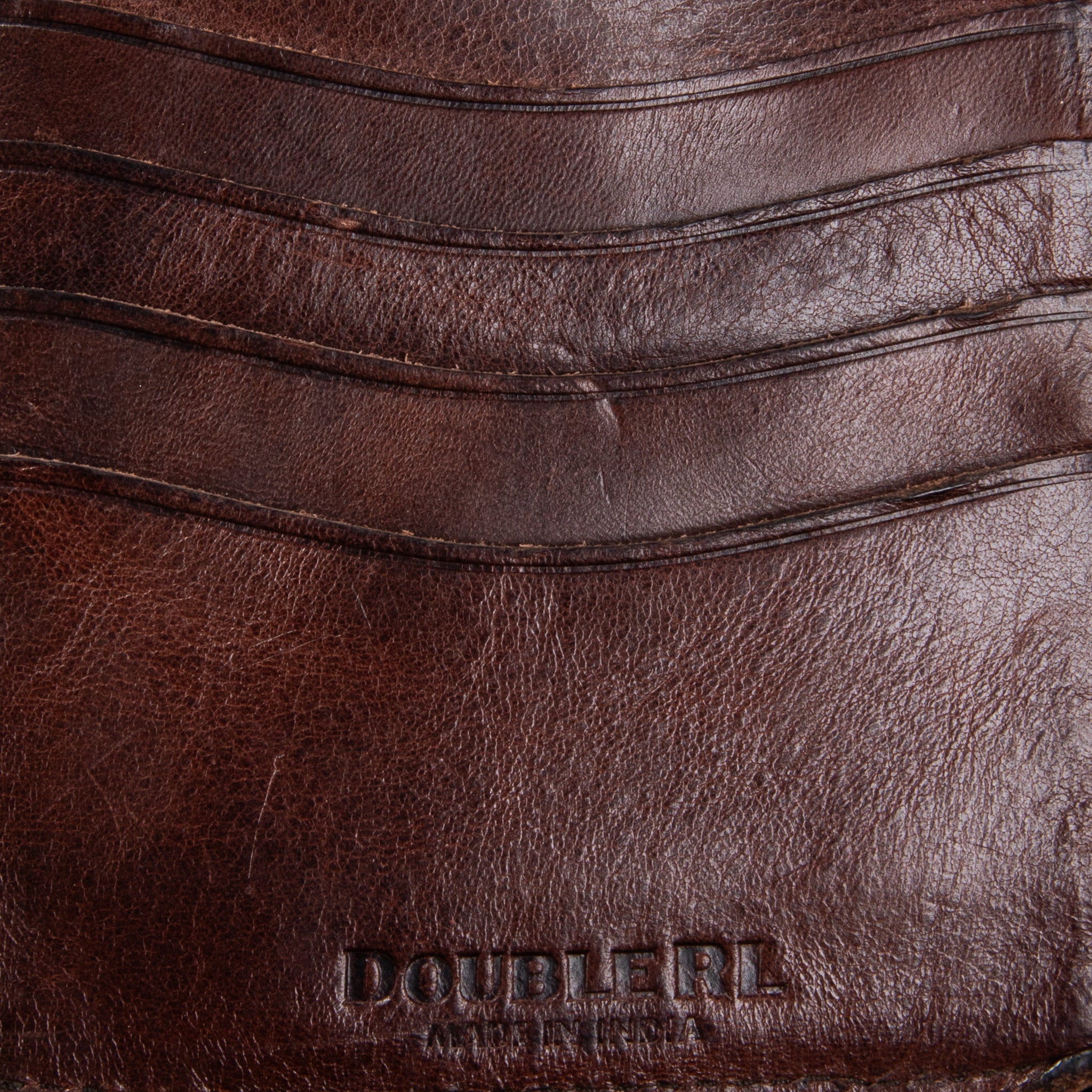 RRL Zip Wallet Small Cow Leather Dark Brown