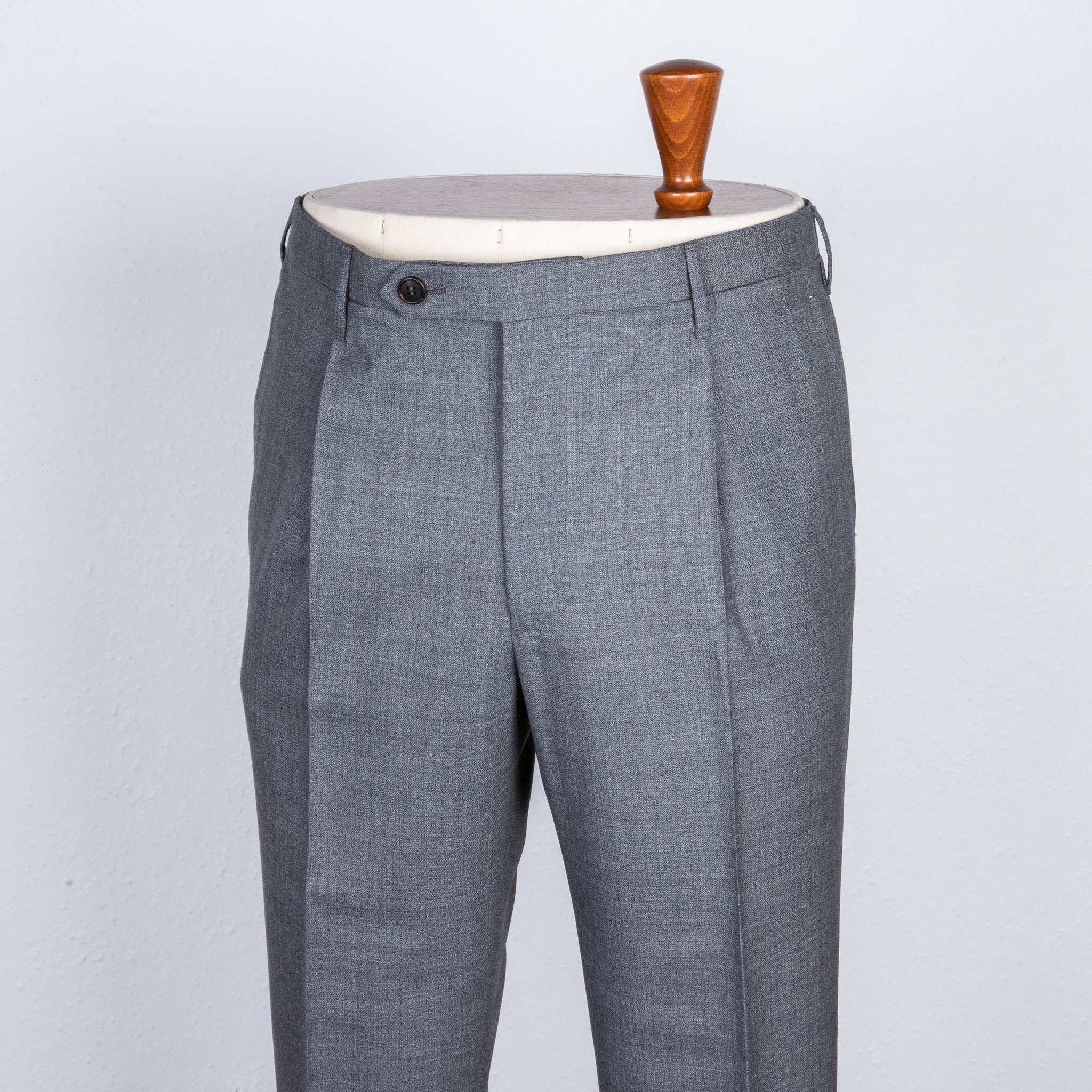 Rota Pantaloni High Rise Regular Fit Hopsack Grigio Medio