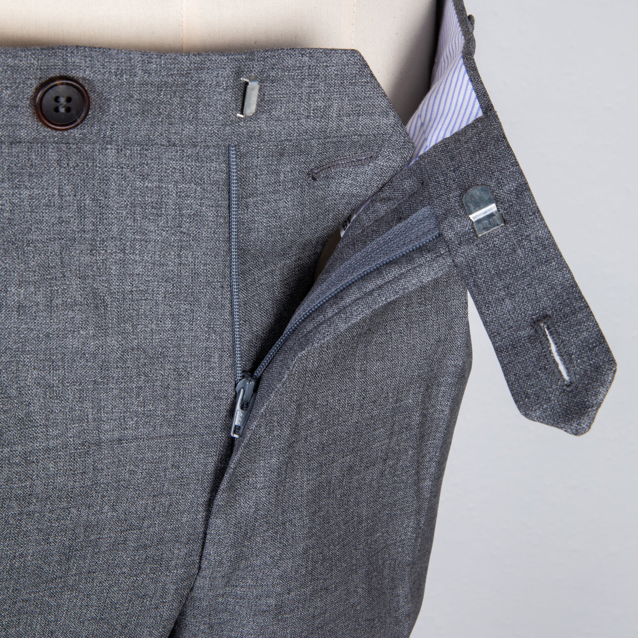 Rota Pantaloni High Rise Regular Fit Hopsack Grigio Medio – Frans