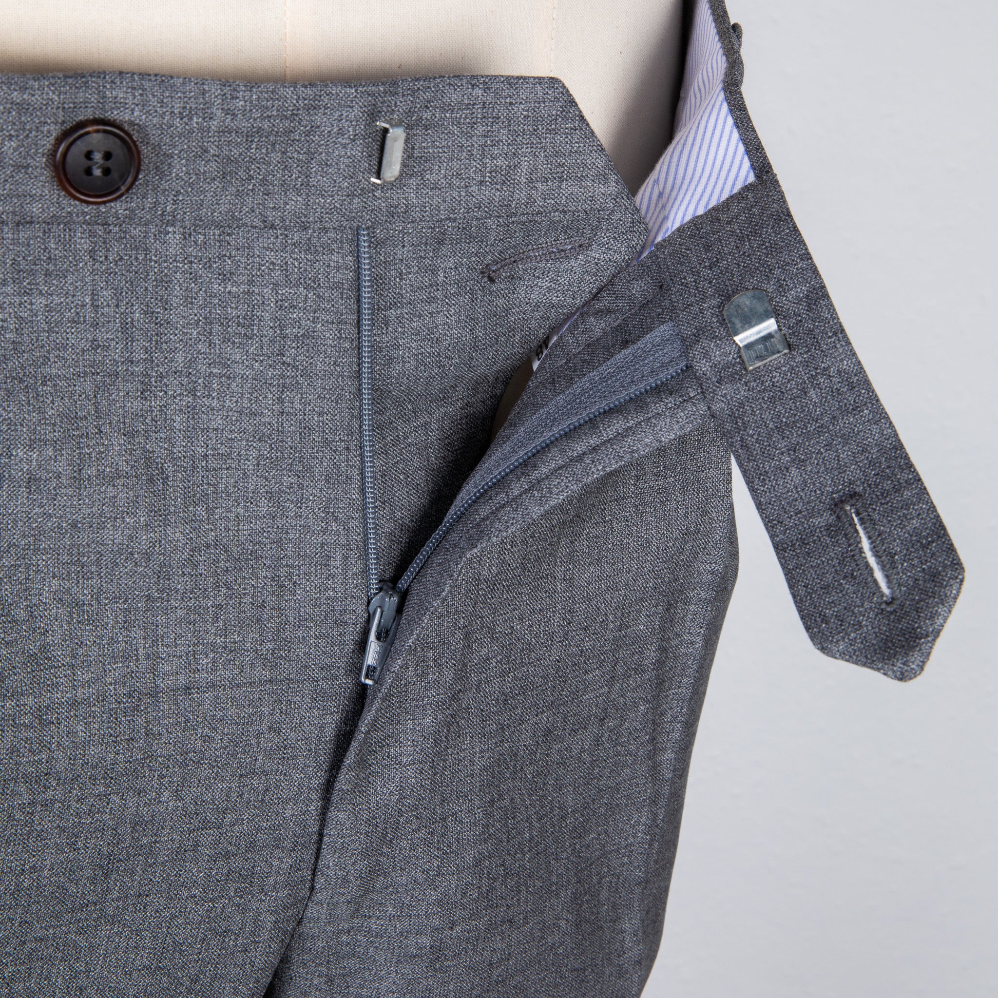 Rota Pantaloni High Rise Regular Fit Hopsack Grigio Medio