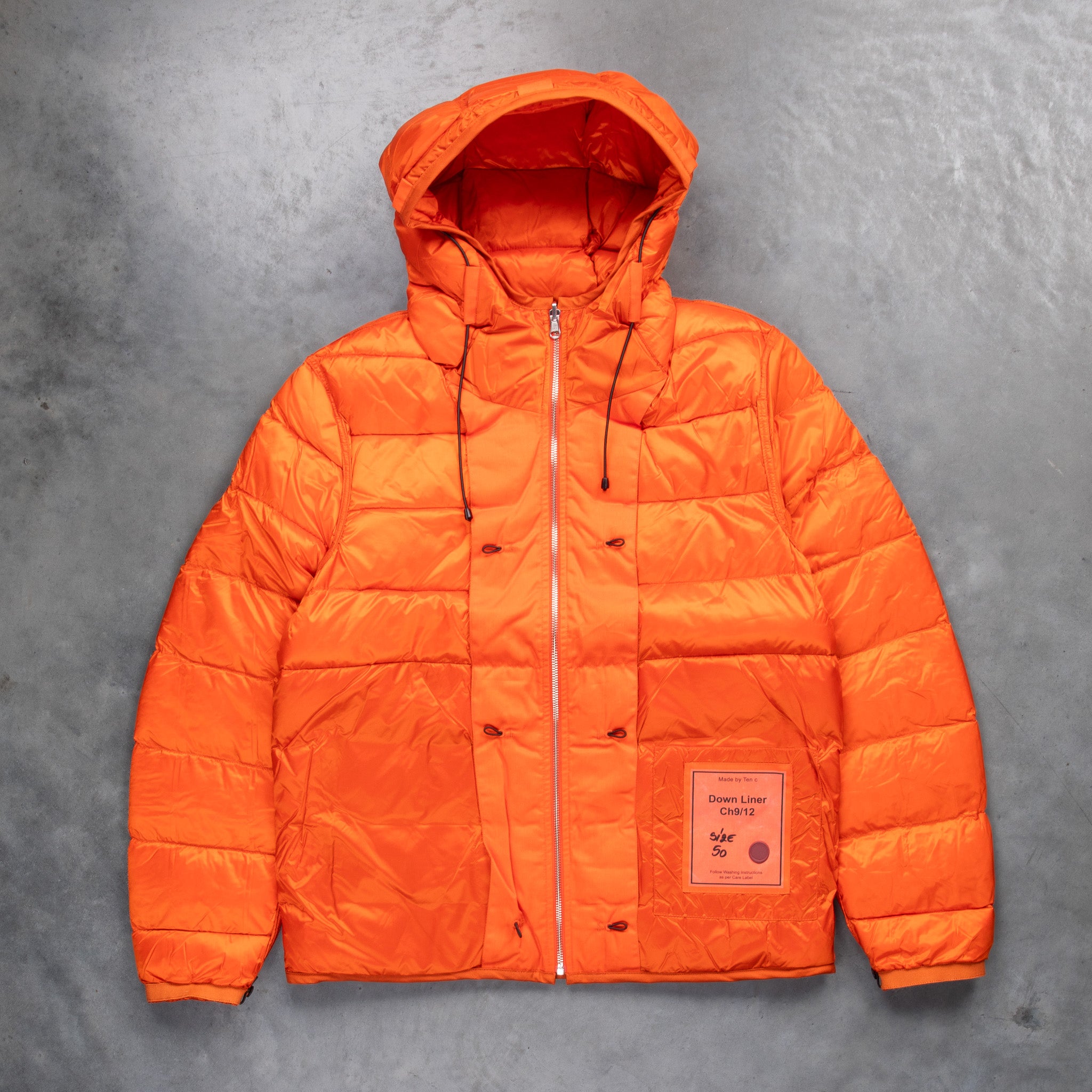 Ten C Hooded Down Liner with pockets Orange Frans Boone Exclusive