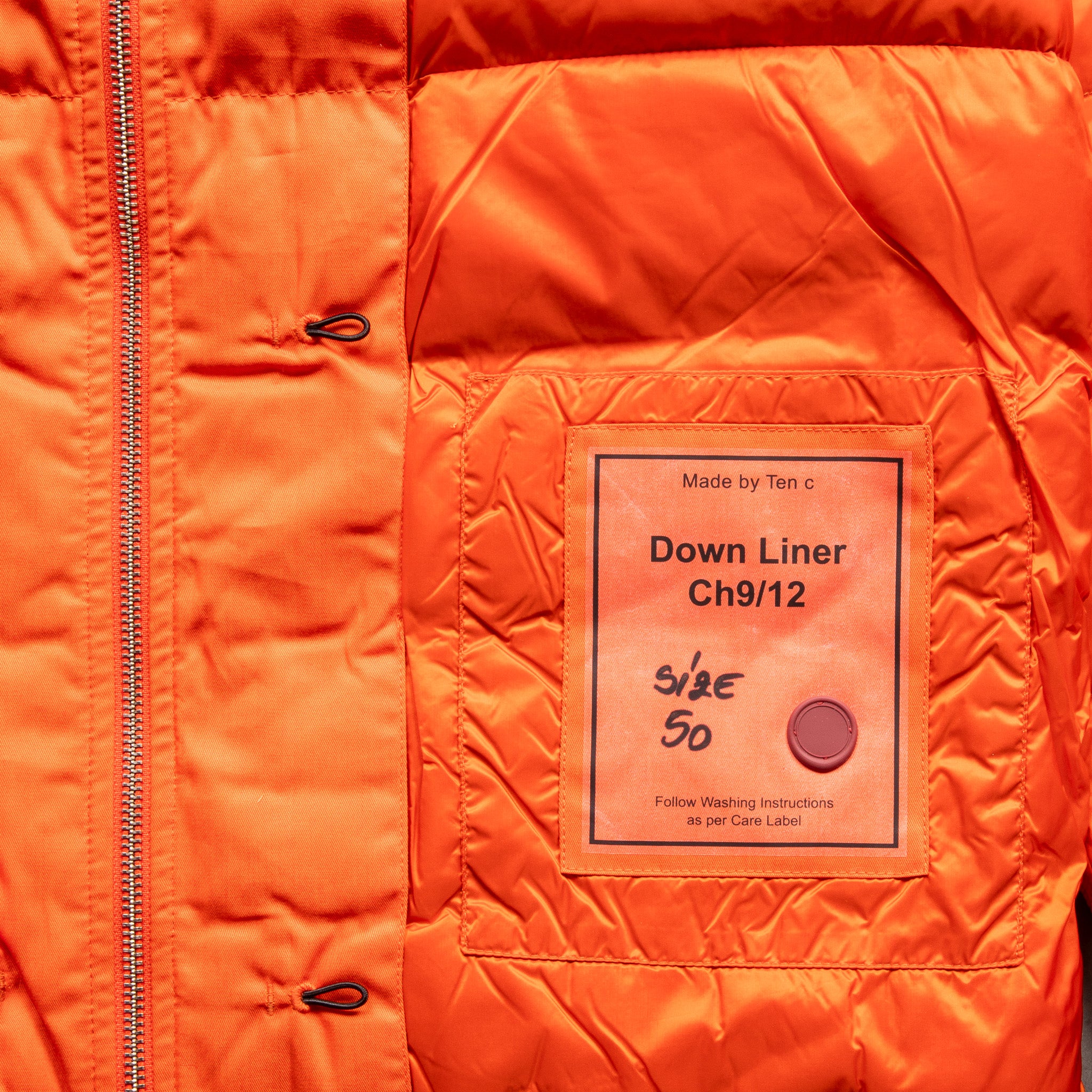 Ten C Hooded Down Liner with pockets Orange Frans Boone Exclusive