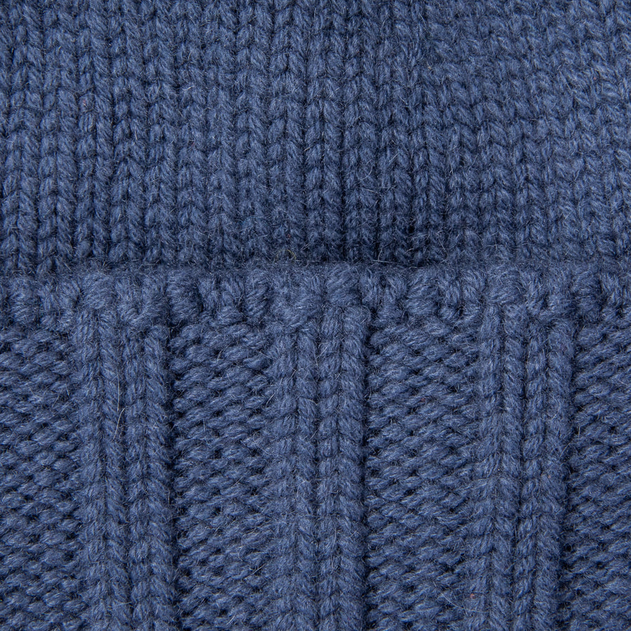 Drumohr Cashmere Ribbed Hat Blu Avio