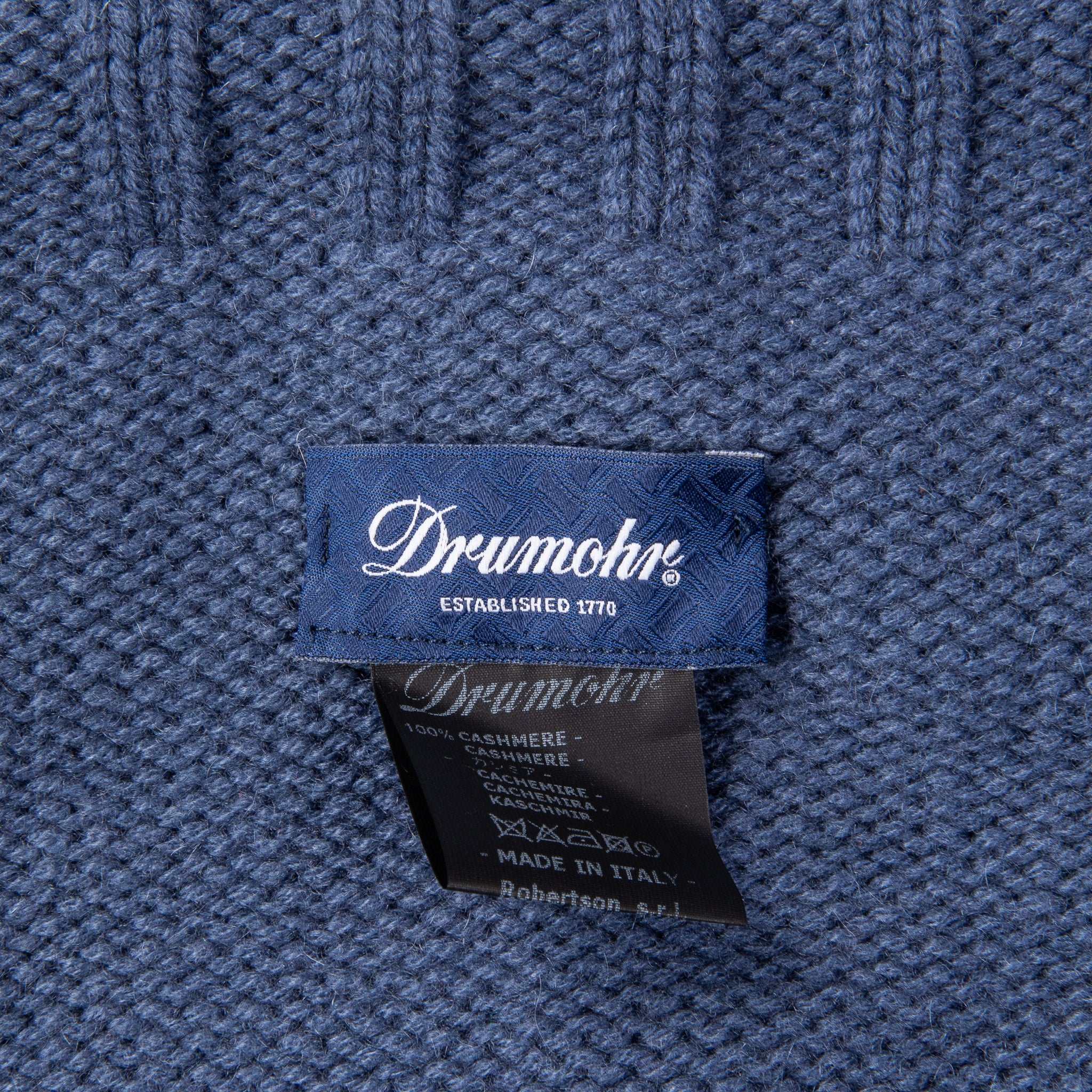 Drumohr Cashmere Ribbed Hat Blu Avio