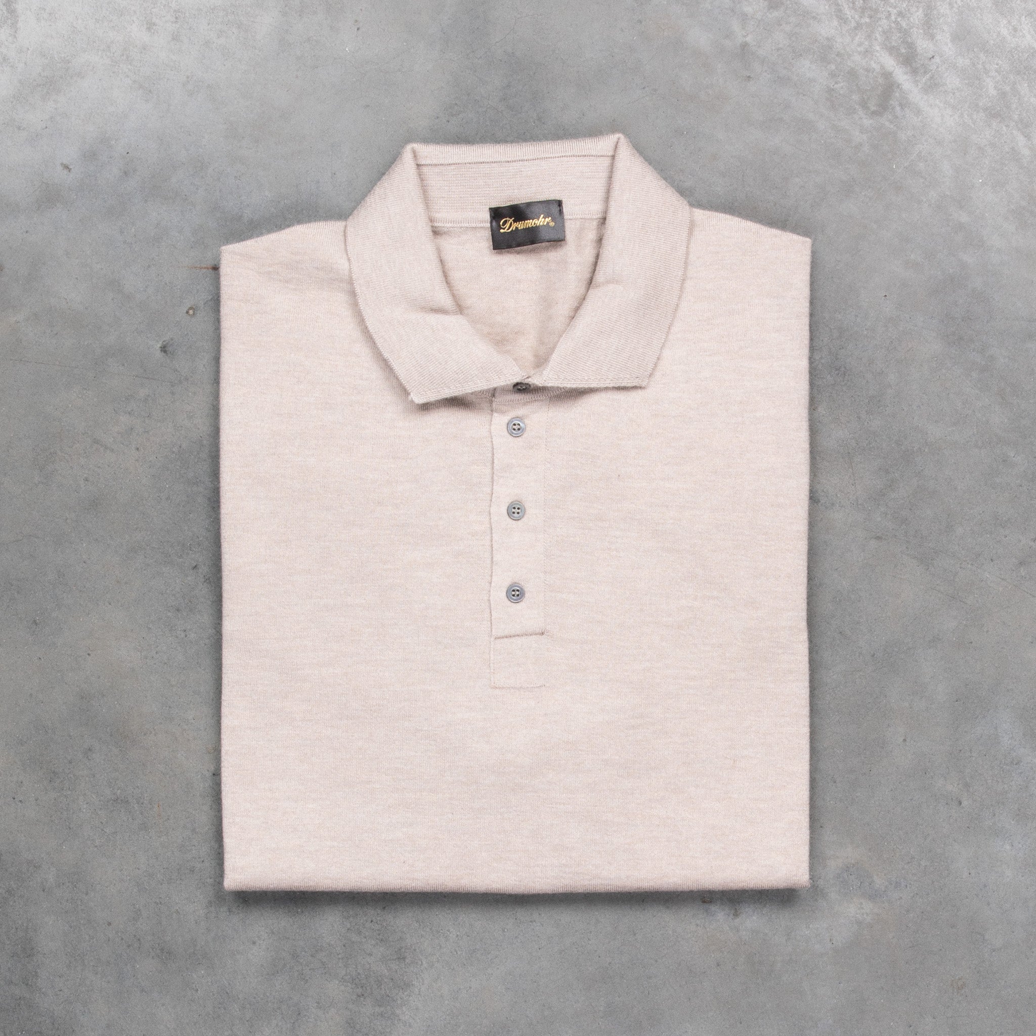 Drumohr Luxury 30G Cashmere Polo Beige Chiaro