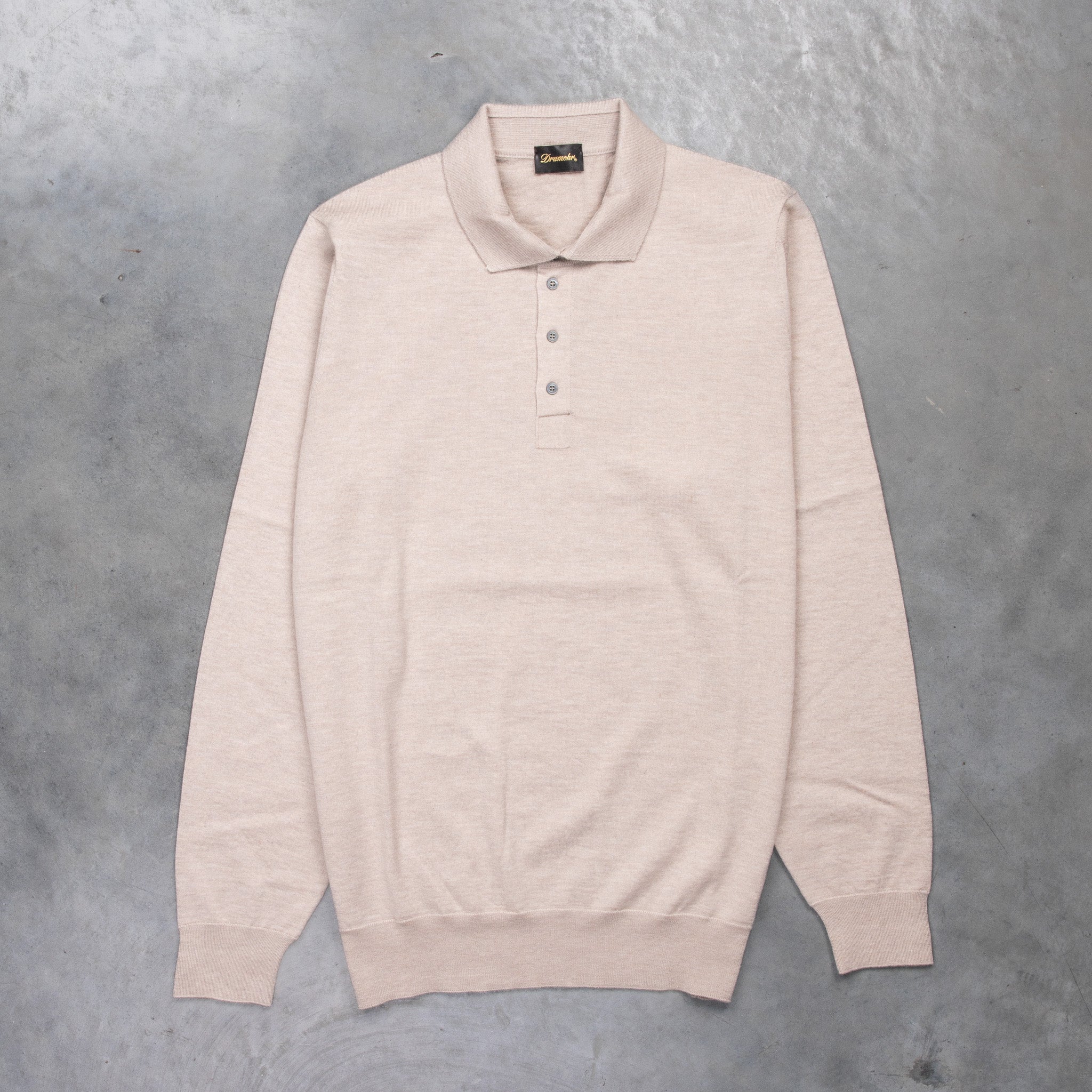 Drumohr Luxury 30G Cashmere Polo Beige Chiaro