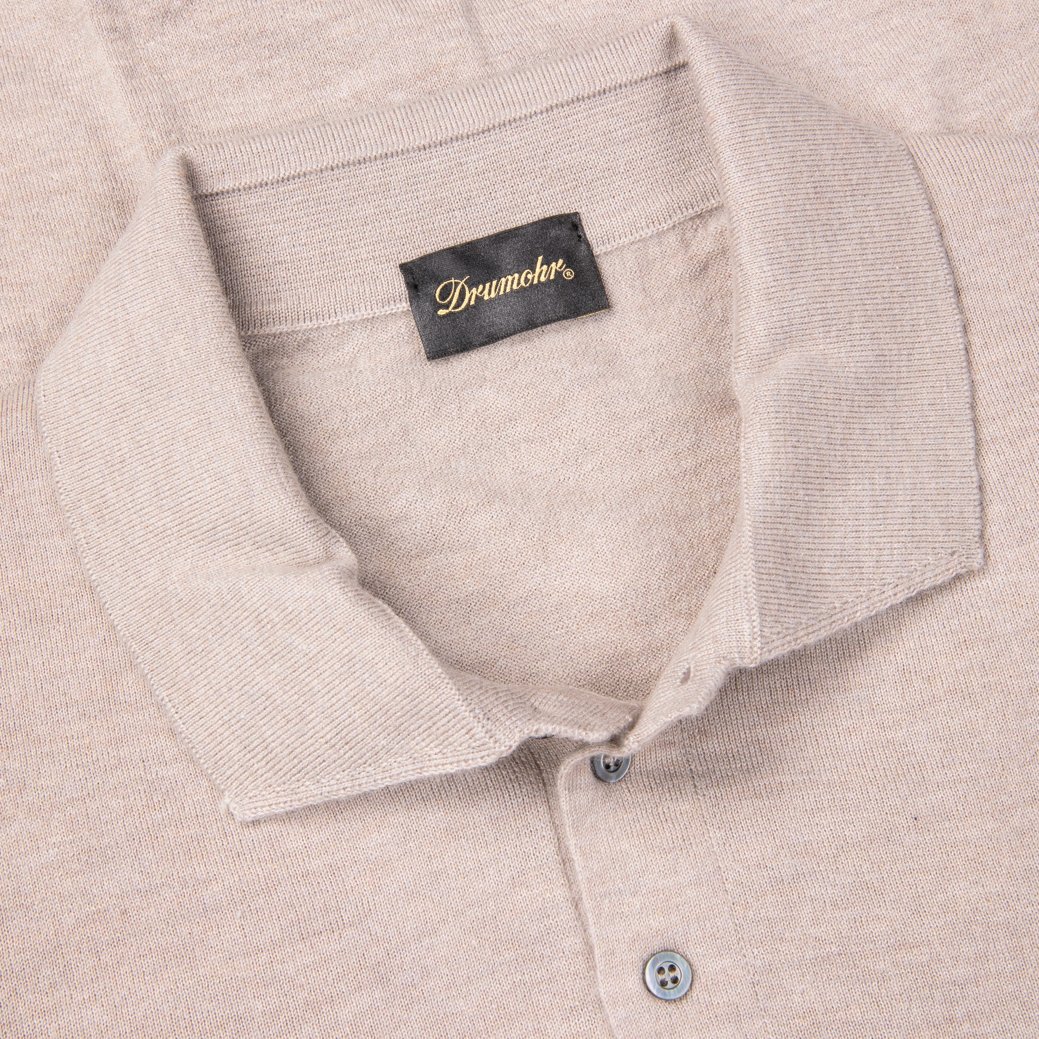 Drumohr Luxury 30G Cashmere Polo Beige Chiaro