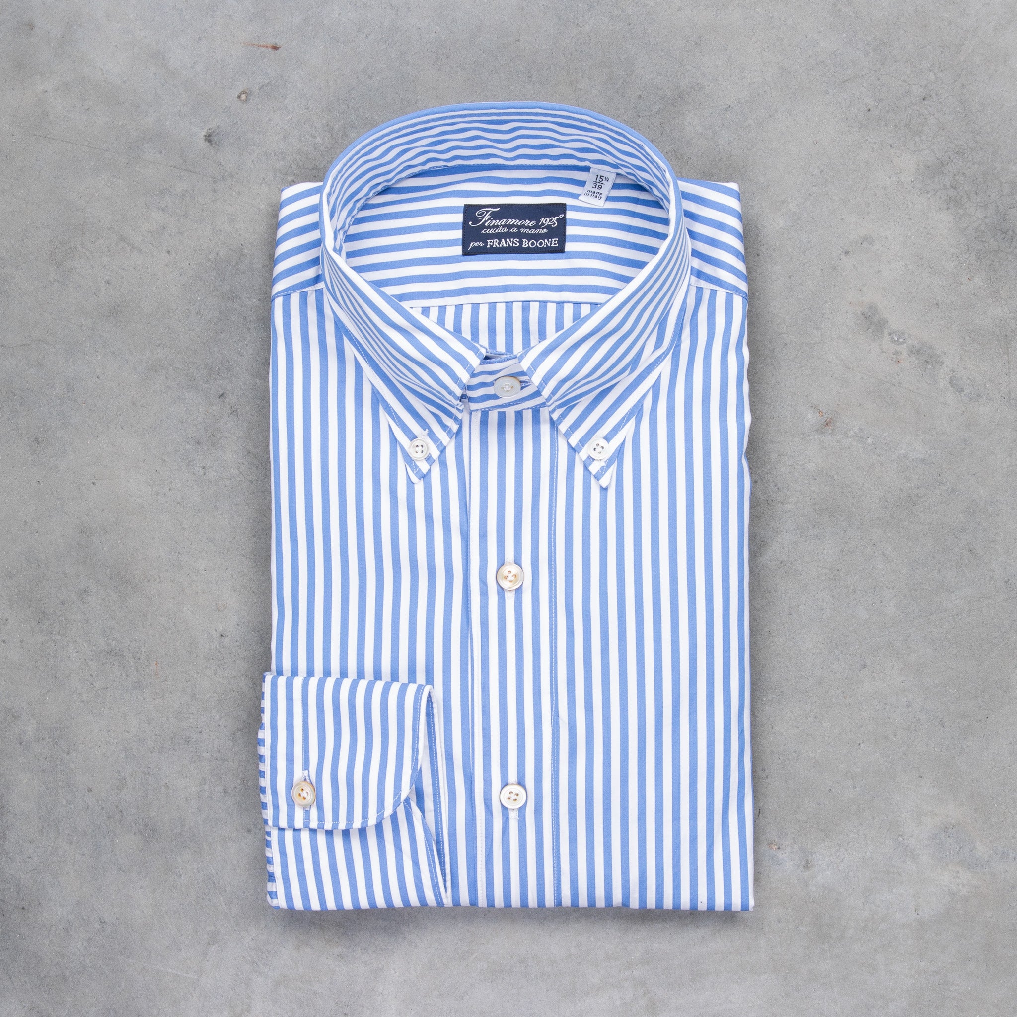 Finamore Tokyo fit collo Lucio Bengal stripe shirt Blu Medio