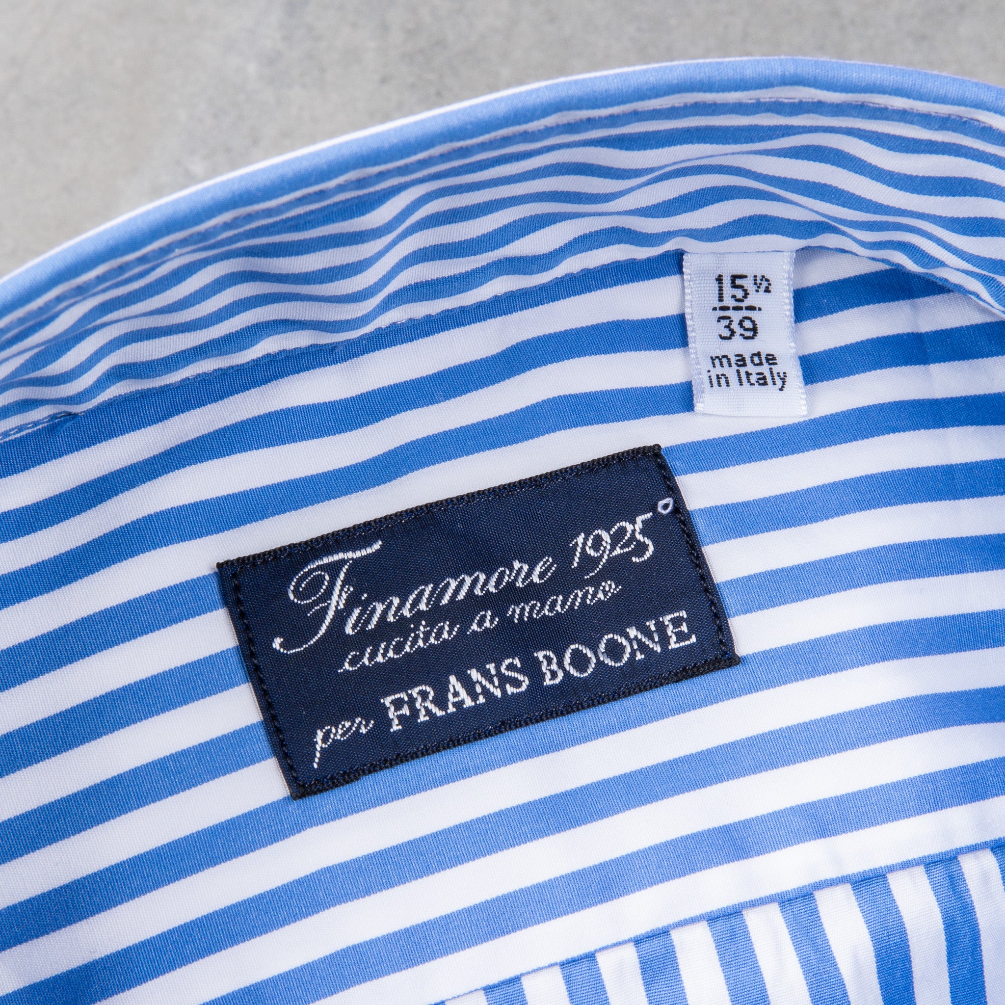 Finamore Tokyo fit collo Lucio Bengal stripe shirt Blu Medio