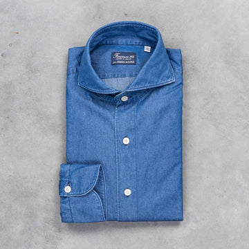 Finamore Gaeta shirt Sergio collar Regular Bleach Denim
