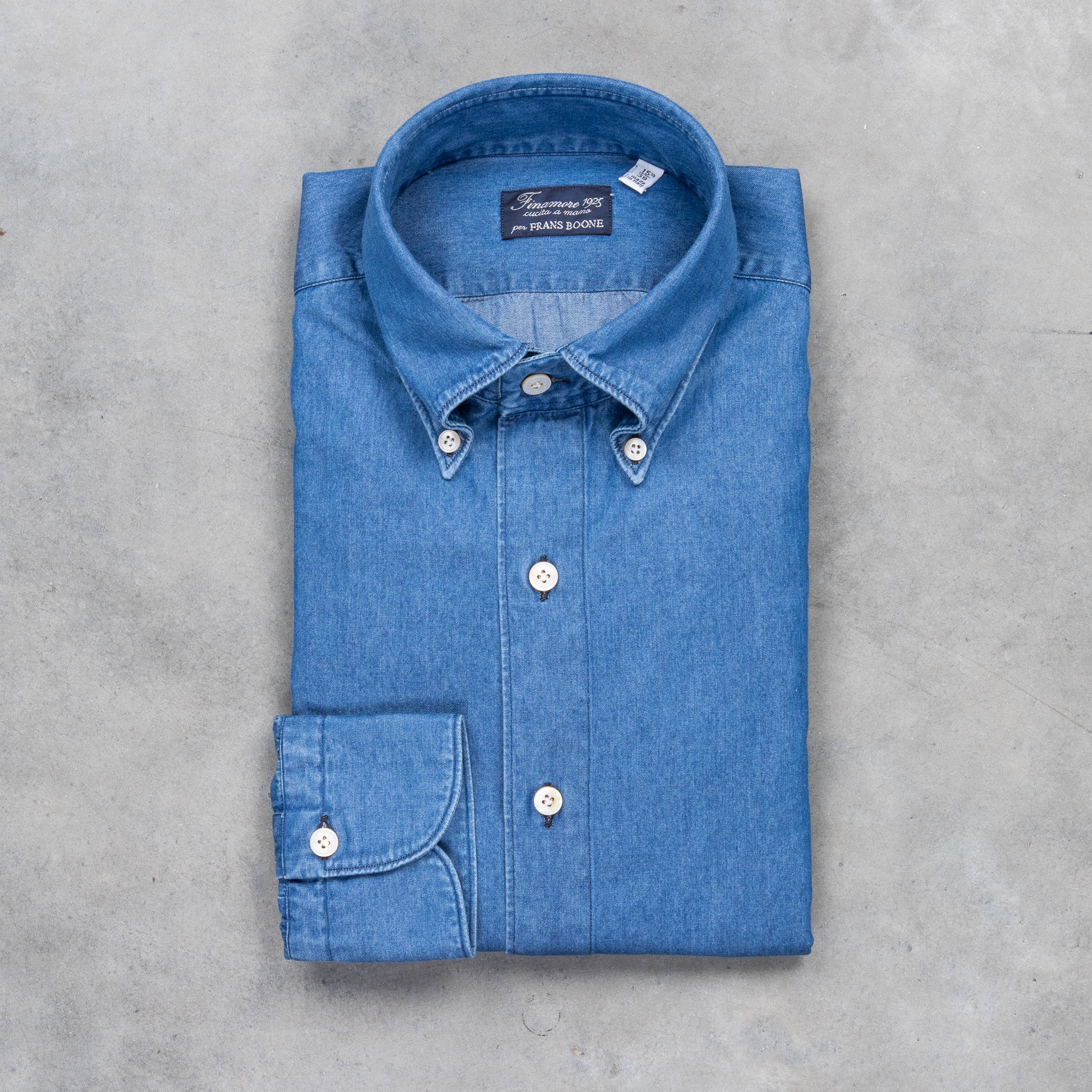 Finamore Gaeta shirt Lucio collar Regular Bleach Denim