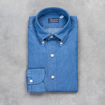 Finamore Gaeta shirt Lucio collar Regular Bleach Denim