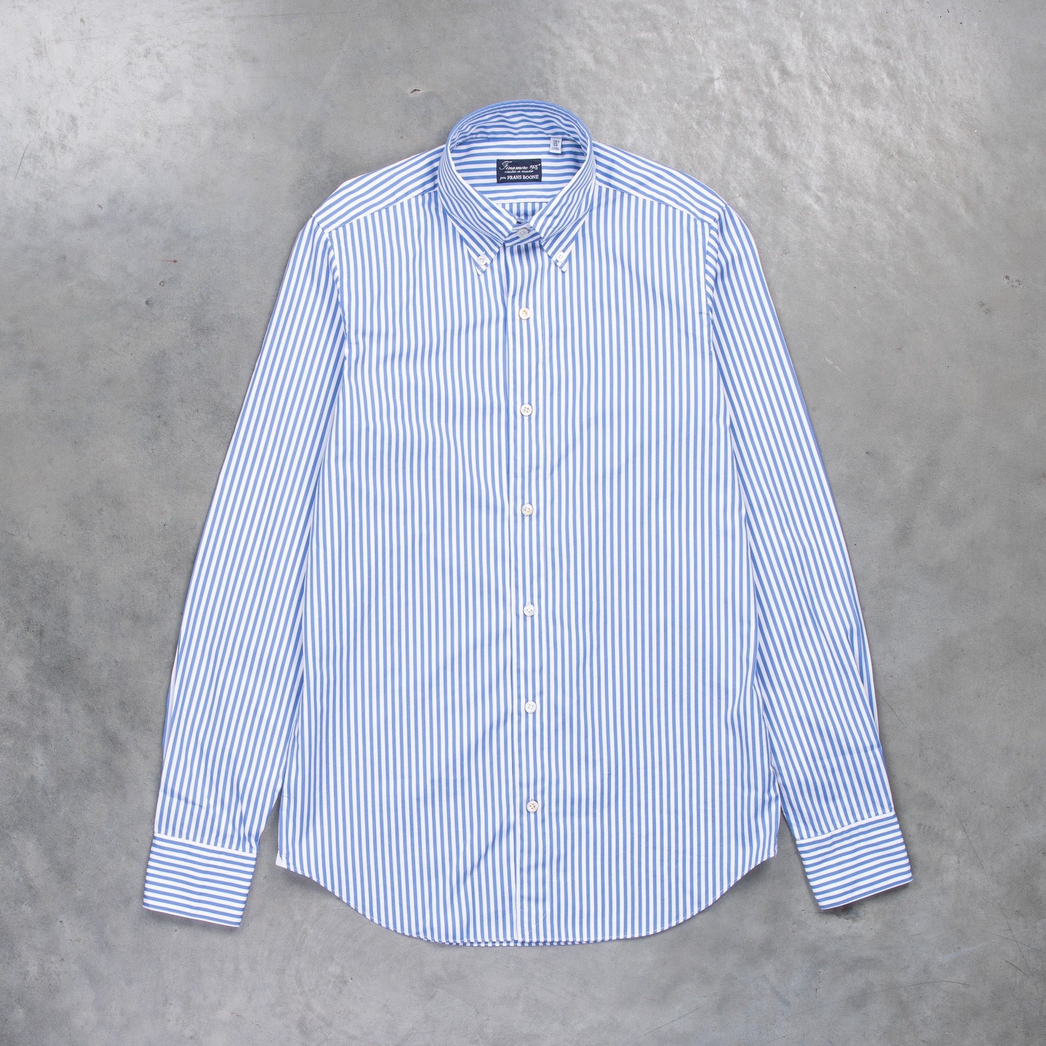 Finamore Tokyo fit collo Lucio Bengal stripe shirt Blu Medio