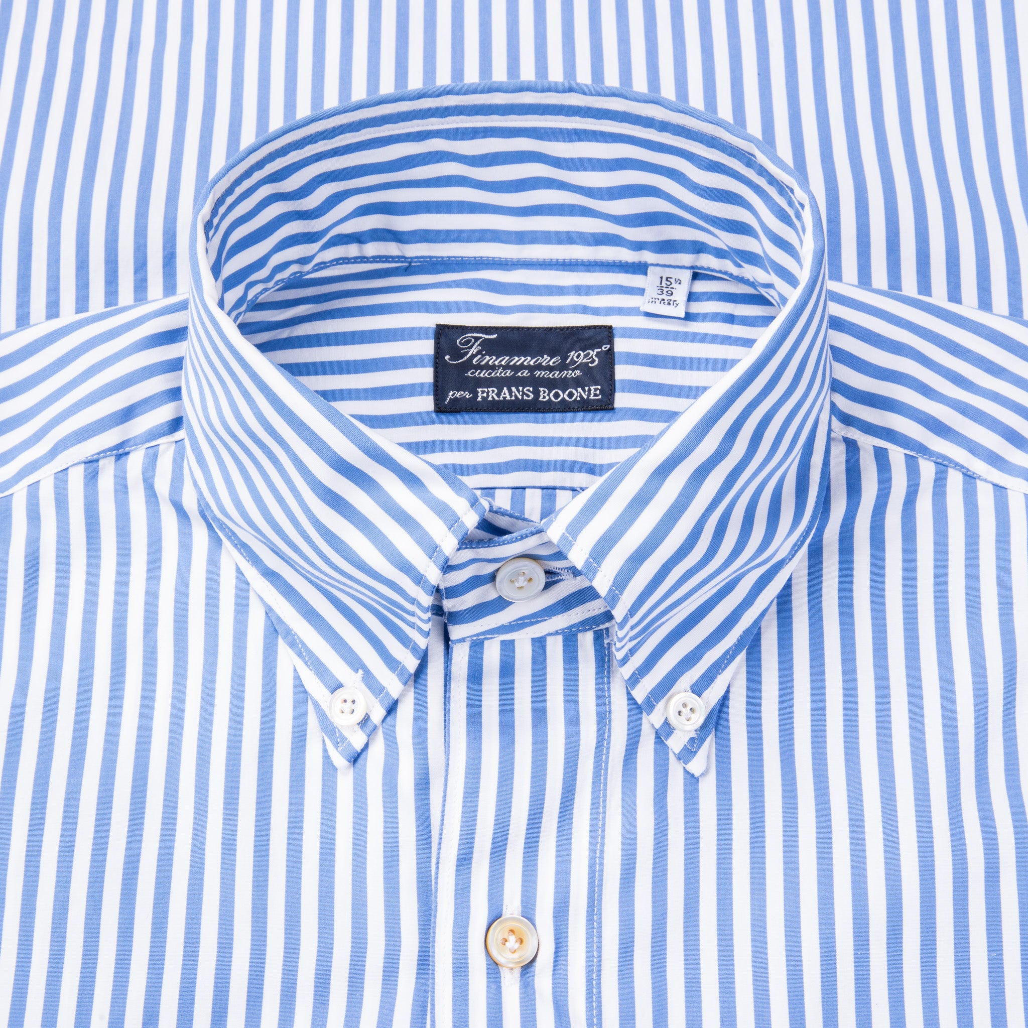 Finamore Tokyo fit collo Lucio Bengal stripe shirt Blu Medio