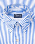 Finamore Tokyo fit collo Lucio Bengal stripe shirt Blu Medio