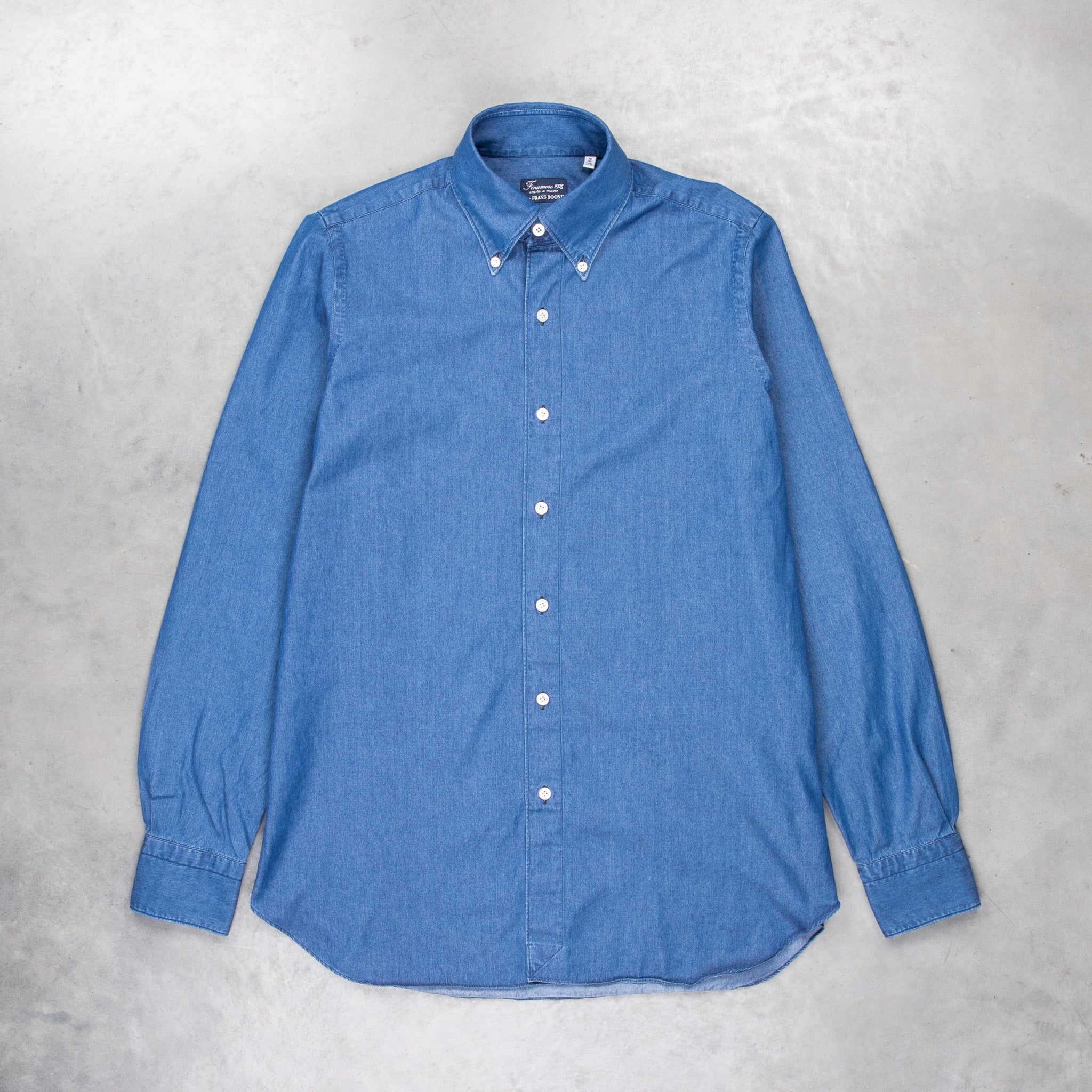 Finamore Gaeta shirt Lucio collar Regular Bleach Denim – Frans Boone Store