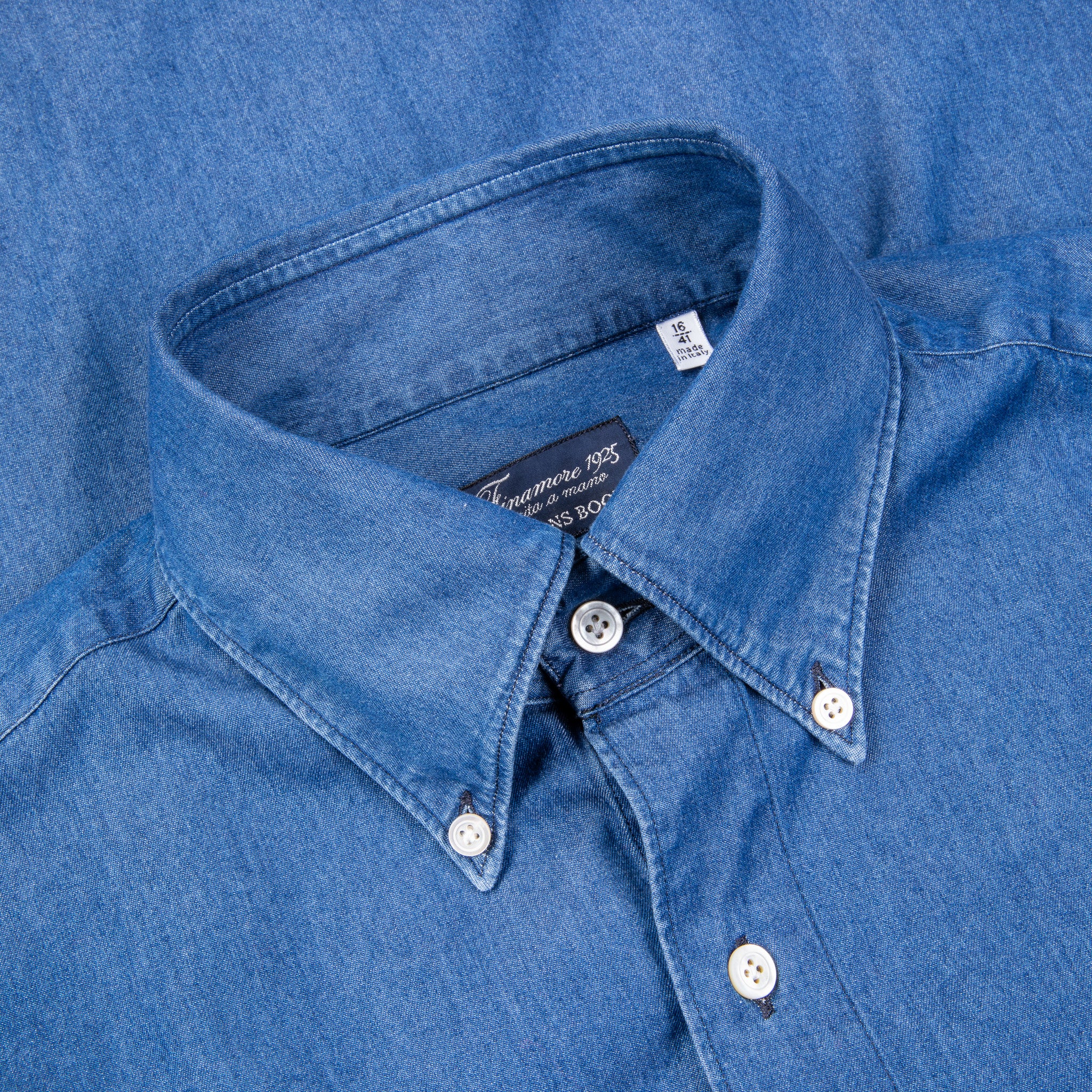 Finamore Gaeta shirt Lucio collar Regular Bleach Denim