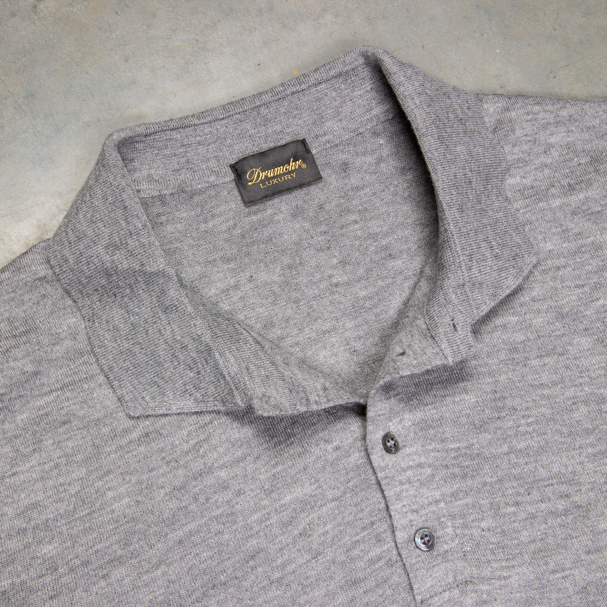 Drumohr Luxury 30G Cashmere Polo Grigio Medio