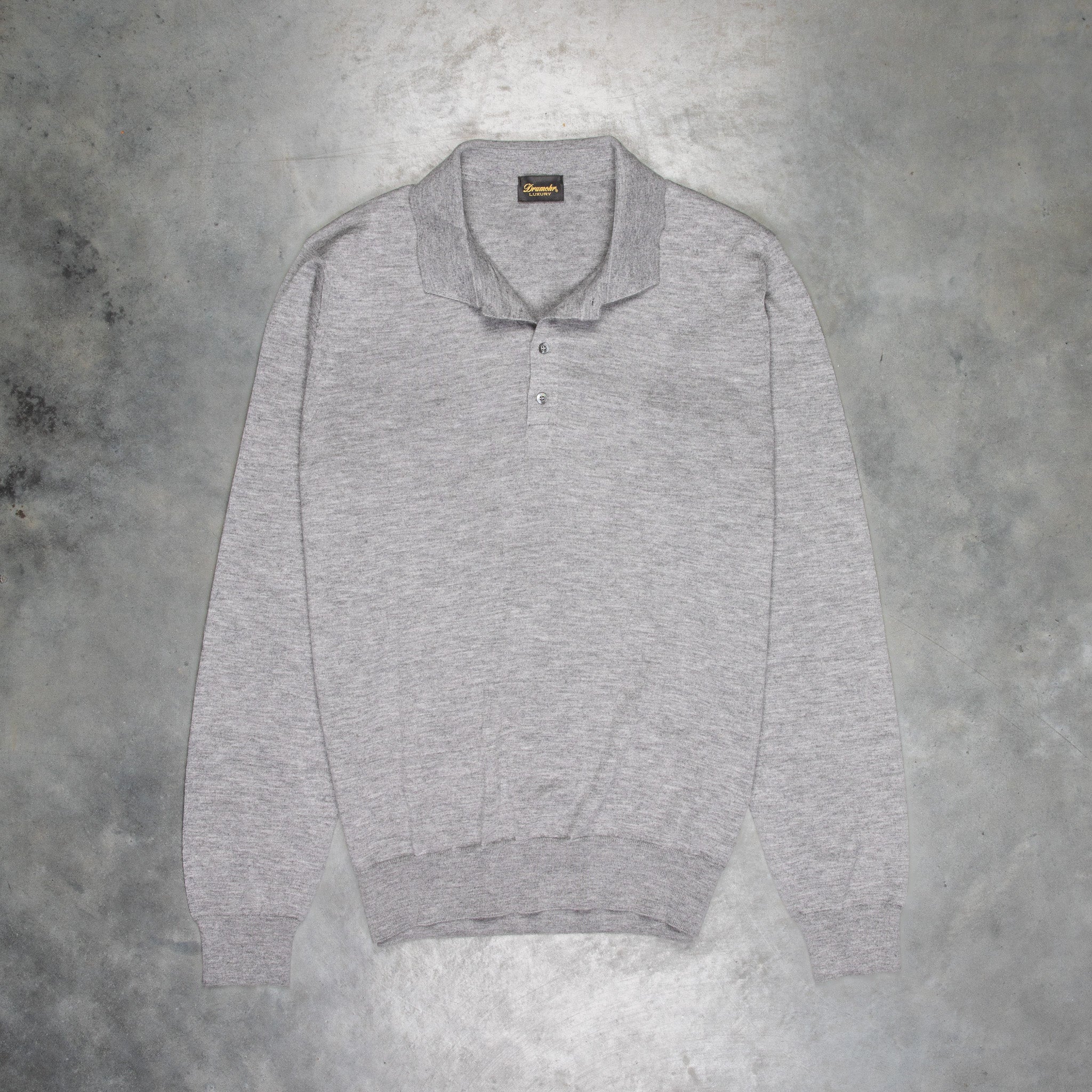 Drumohr Luxury 30G Cashmere Polo Grigio Medio