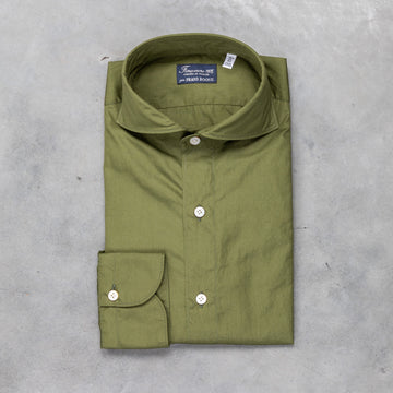 Finamore Tokyo Shirt Sergio Collar Alumo poplin olive