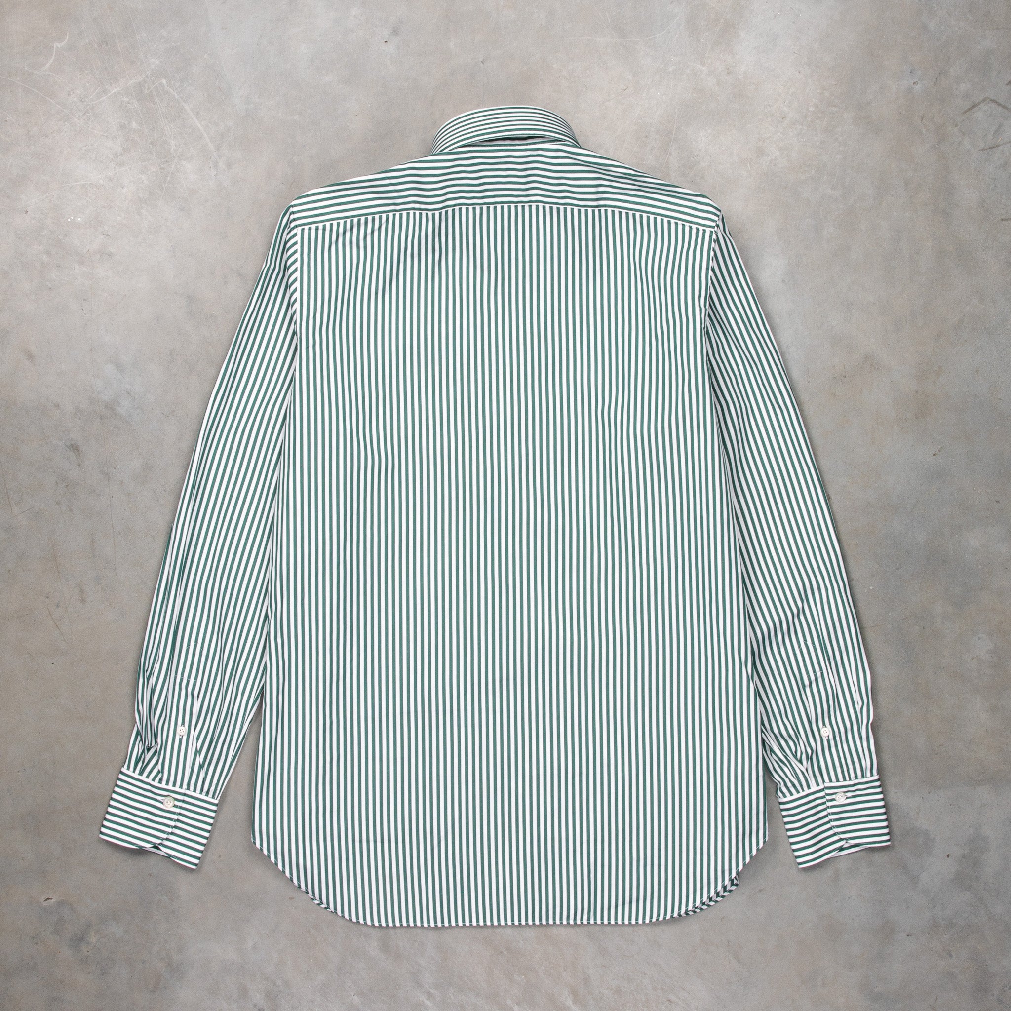 Finamore Gaeta Fit Collo Lucio Bengal Stripe Shirt Verde Inglese