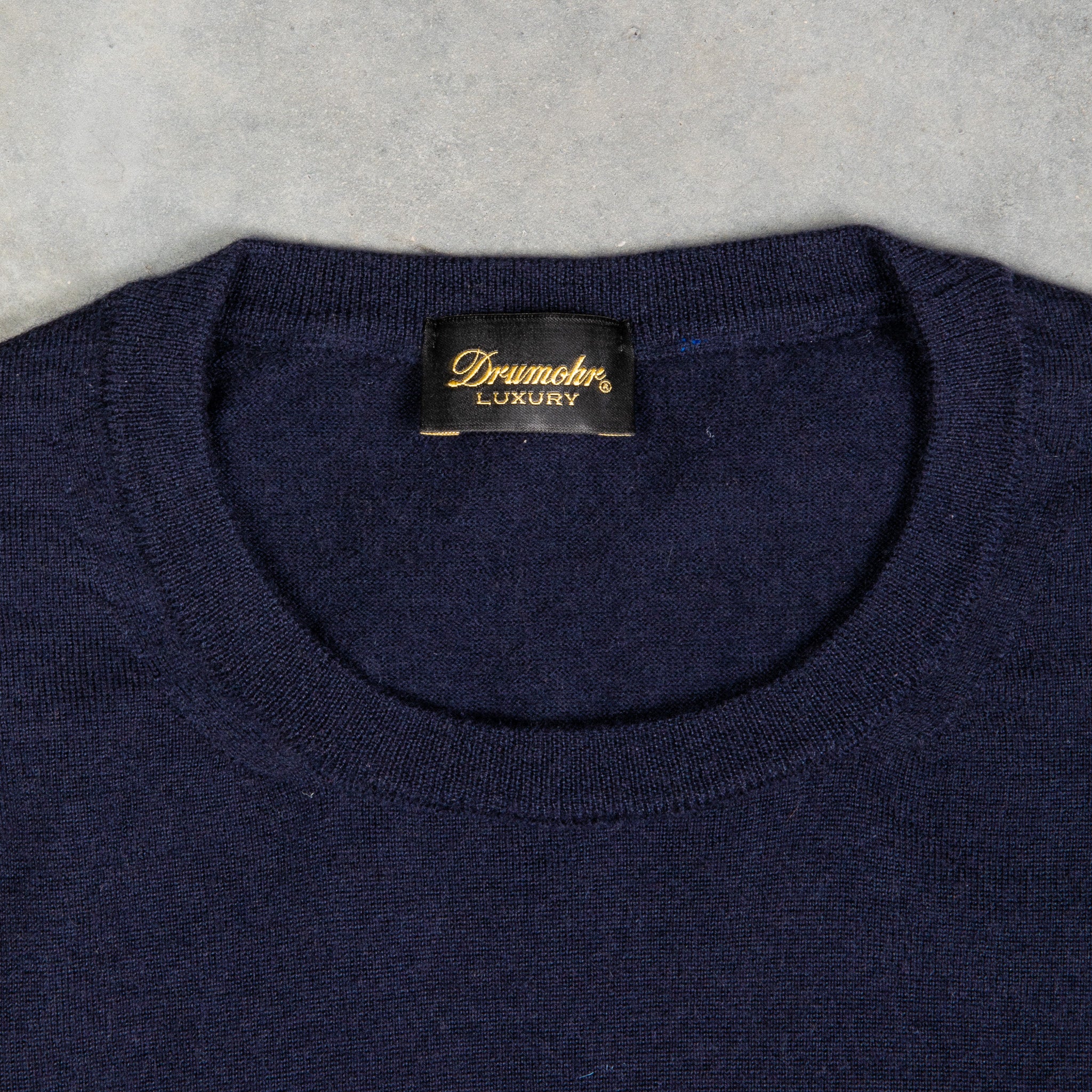 Drumohr Luxury 30G Cashmere Crew Neck Blu Notte