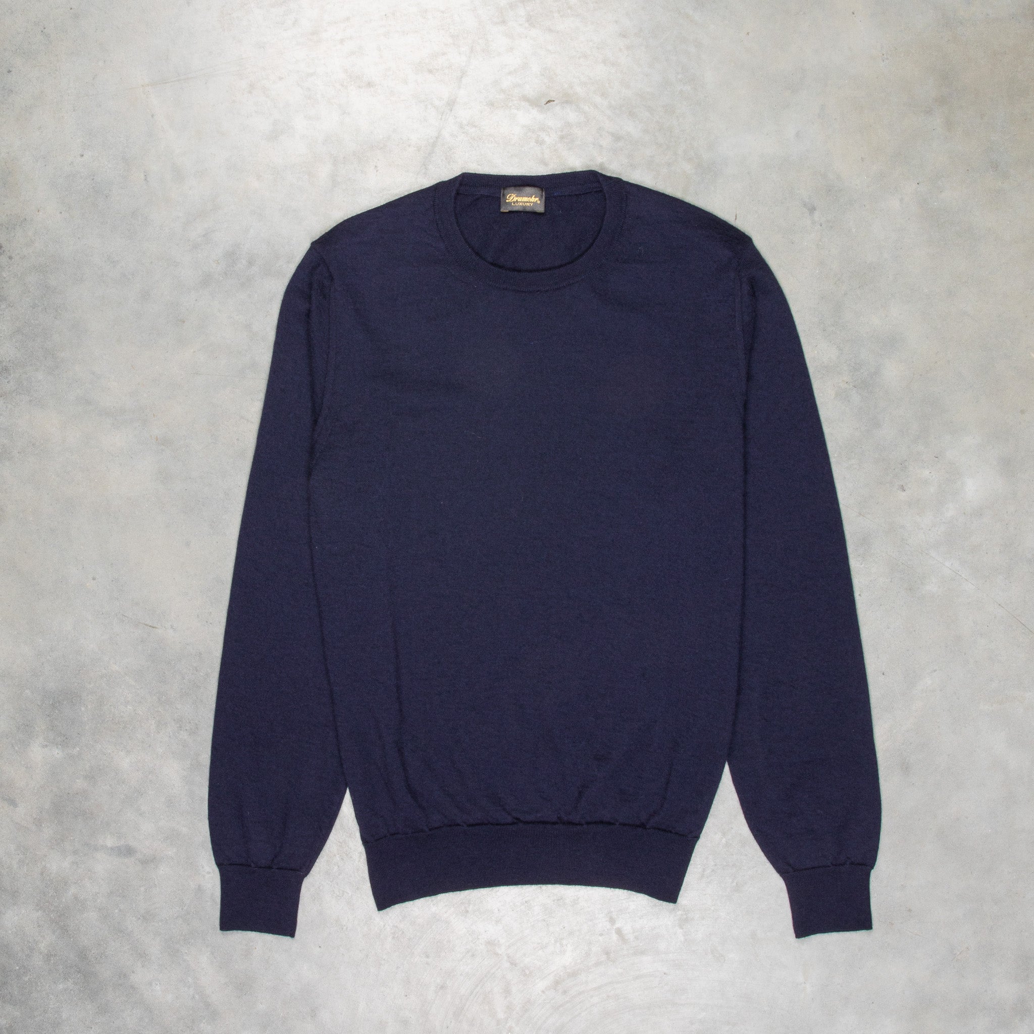 Drumohr Luxury 30G Cashmere Crew Neck Blu Notte