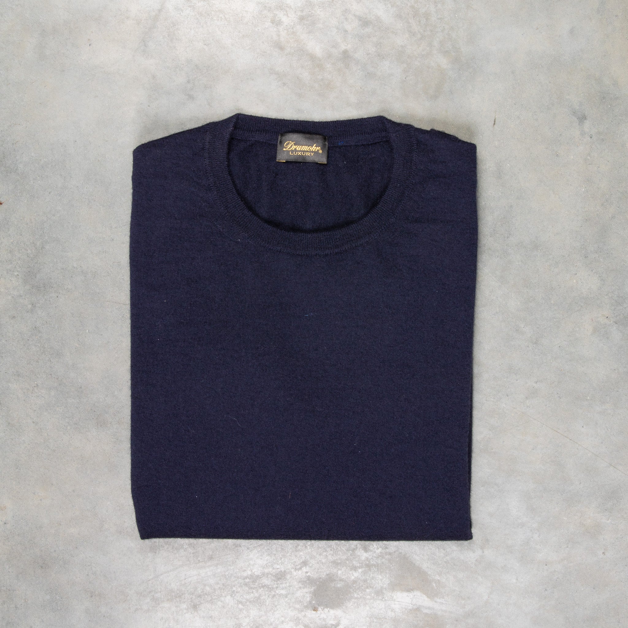 Drumohr Luxury 30G Cashmere Crew Neck Blu Notte