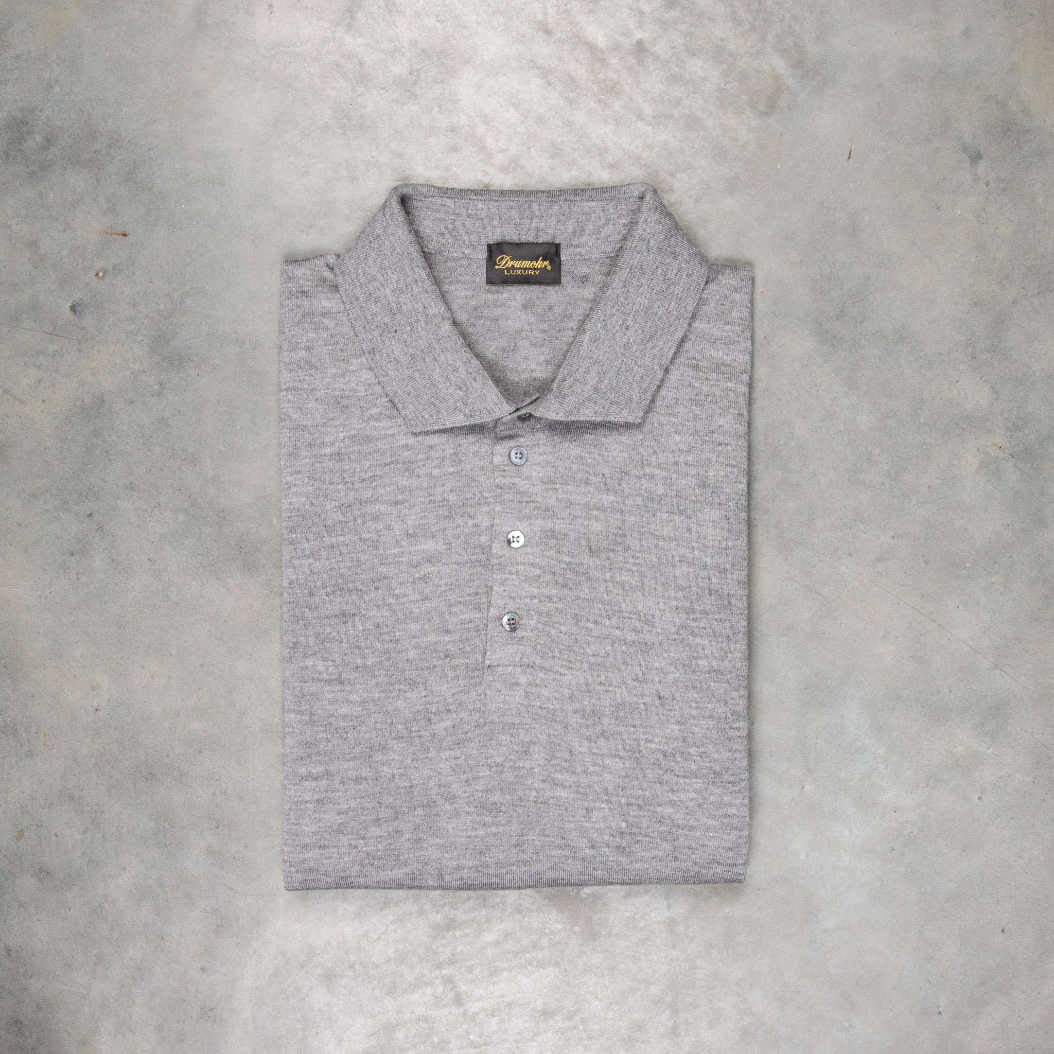 Drumohr Luxury 30G Cashmere Polo Grigio Medio