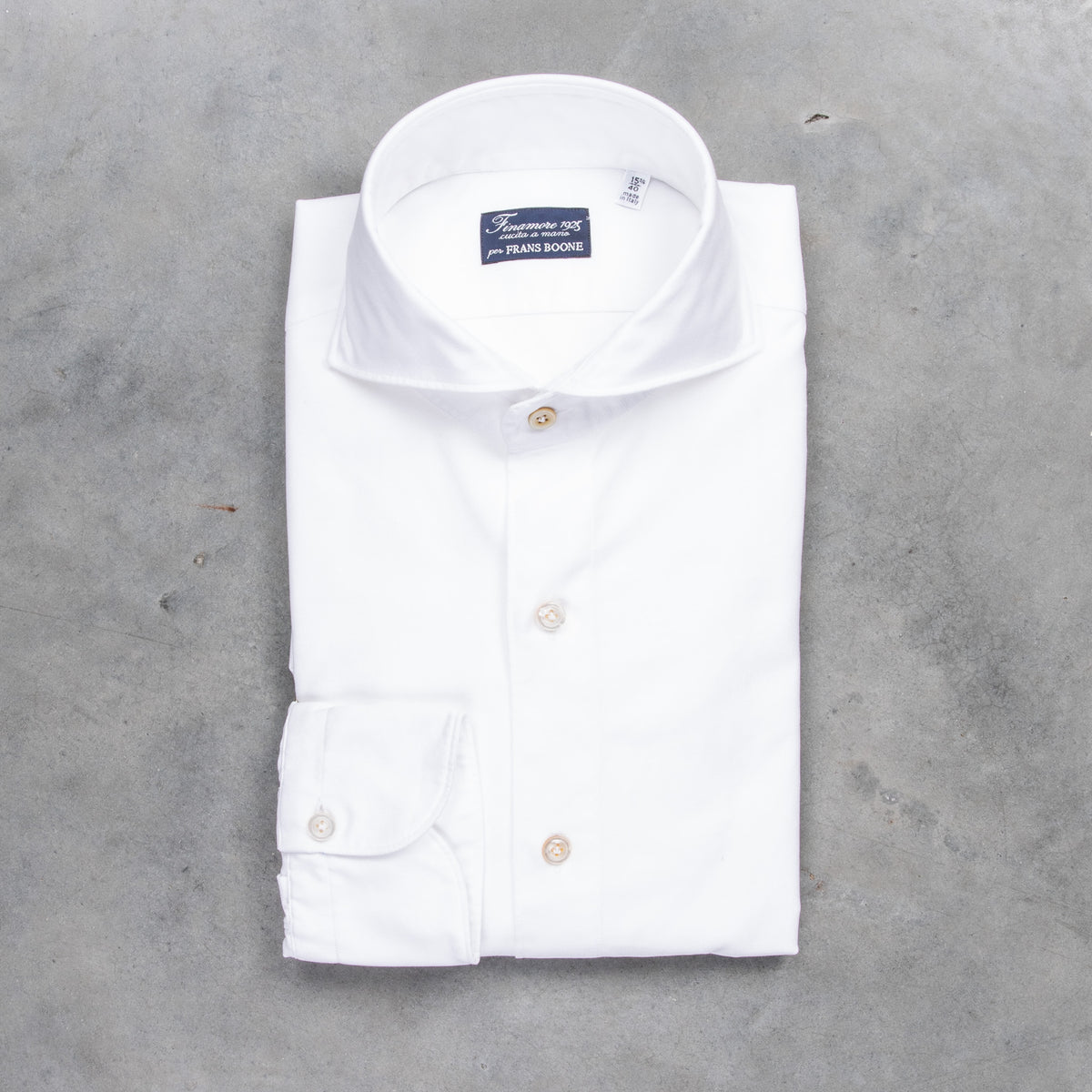 Finamore Washed Tokyo Sergio Collar Shirt Oxford White – Frans 