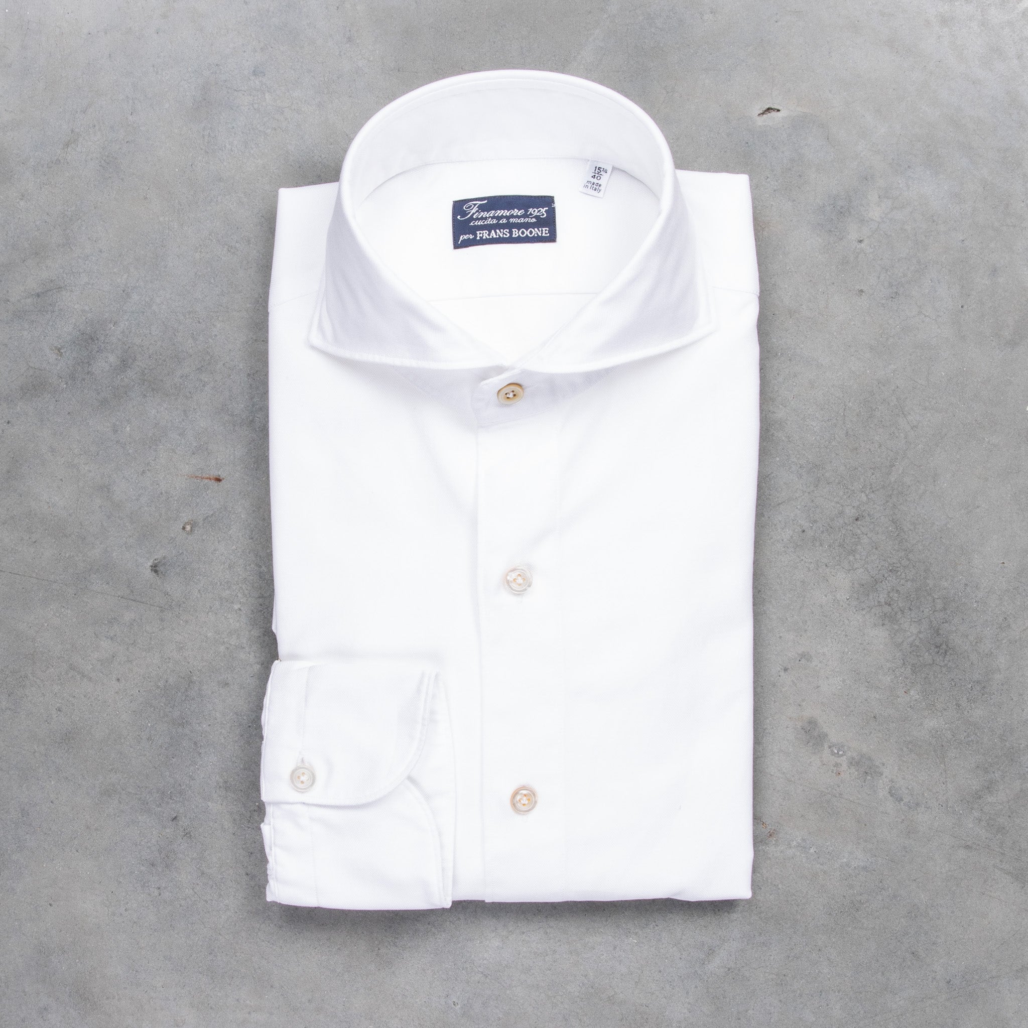 Finamore Washed Tokyo Sergio Collar Shirt Oxford White