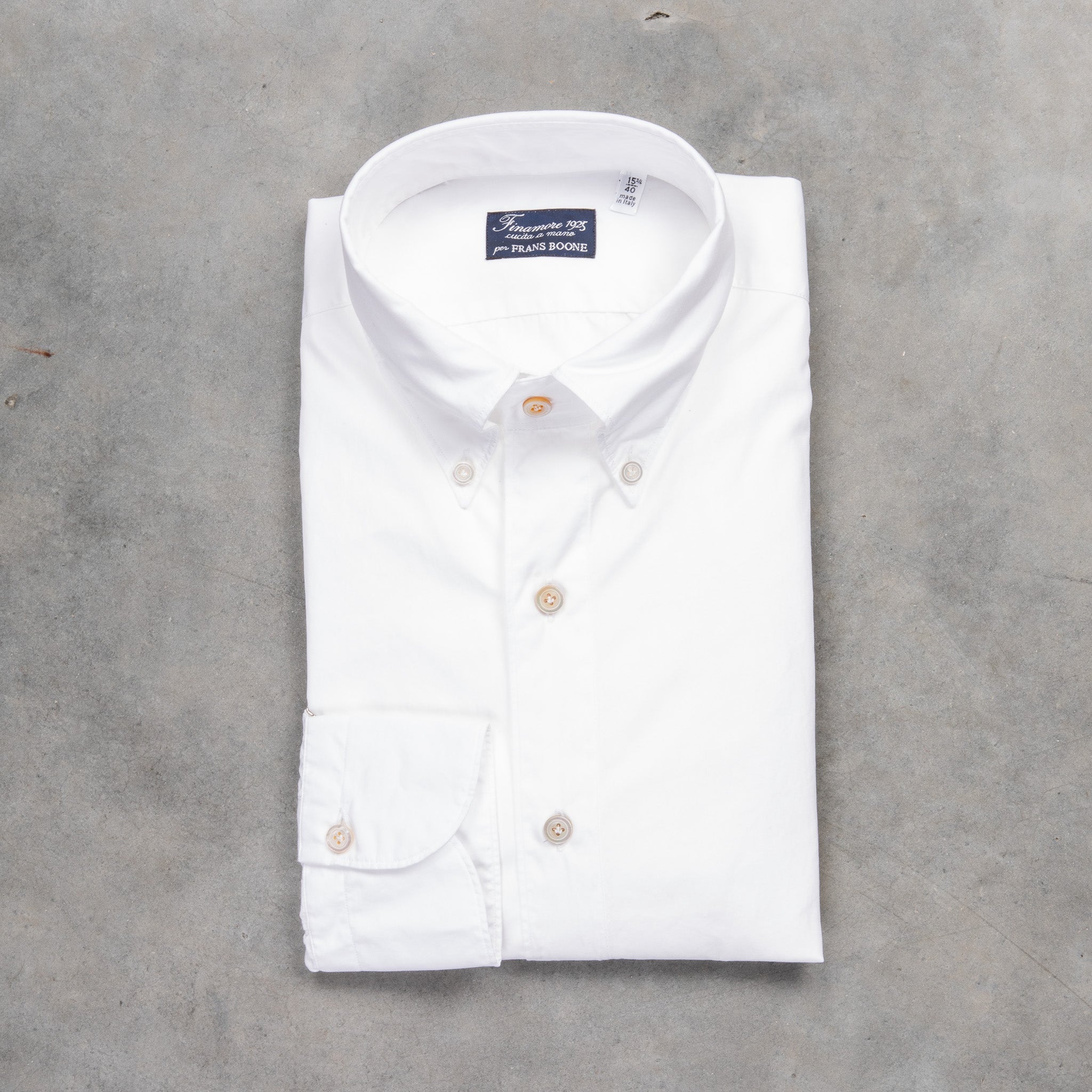 Finamore Gaeta Shirt Lucio Collar Alumo Poplin White