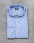Finamore Tokyo Shirt Sergio Collar Alumo Mid Blue Vichy Poplin