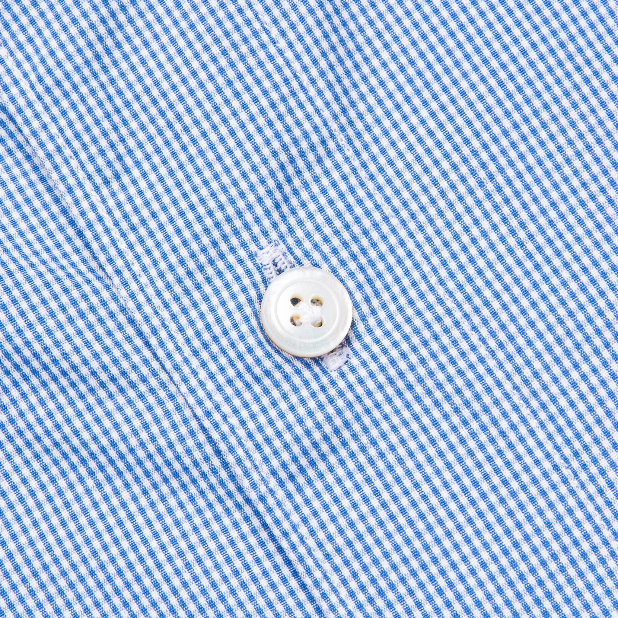 Finamore Gaeta Shirt Sergio Collar Alumo Mid Blue Vichy Poplin