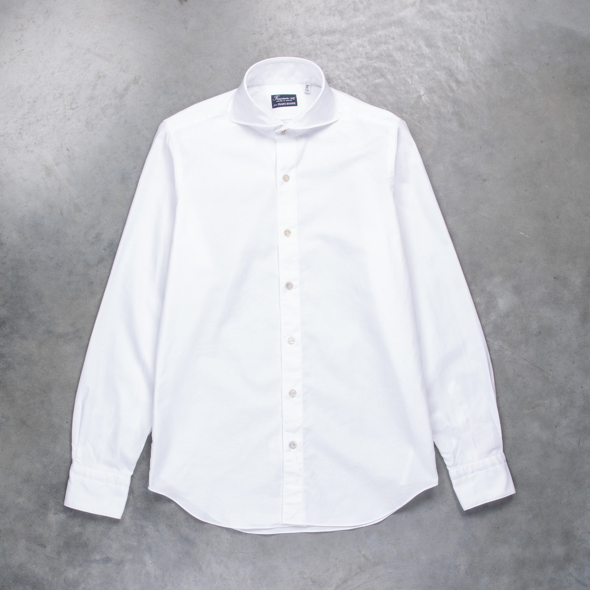 Finamore Washed Tokyo Sergio Collar Shirt Oxford White