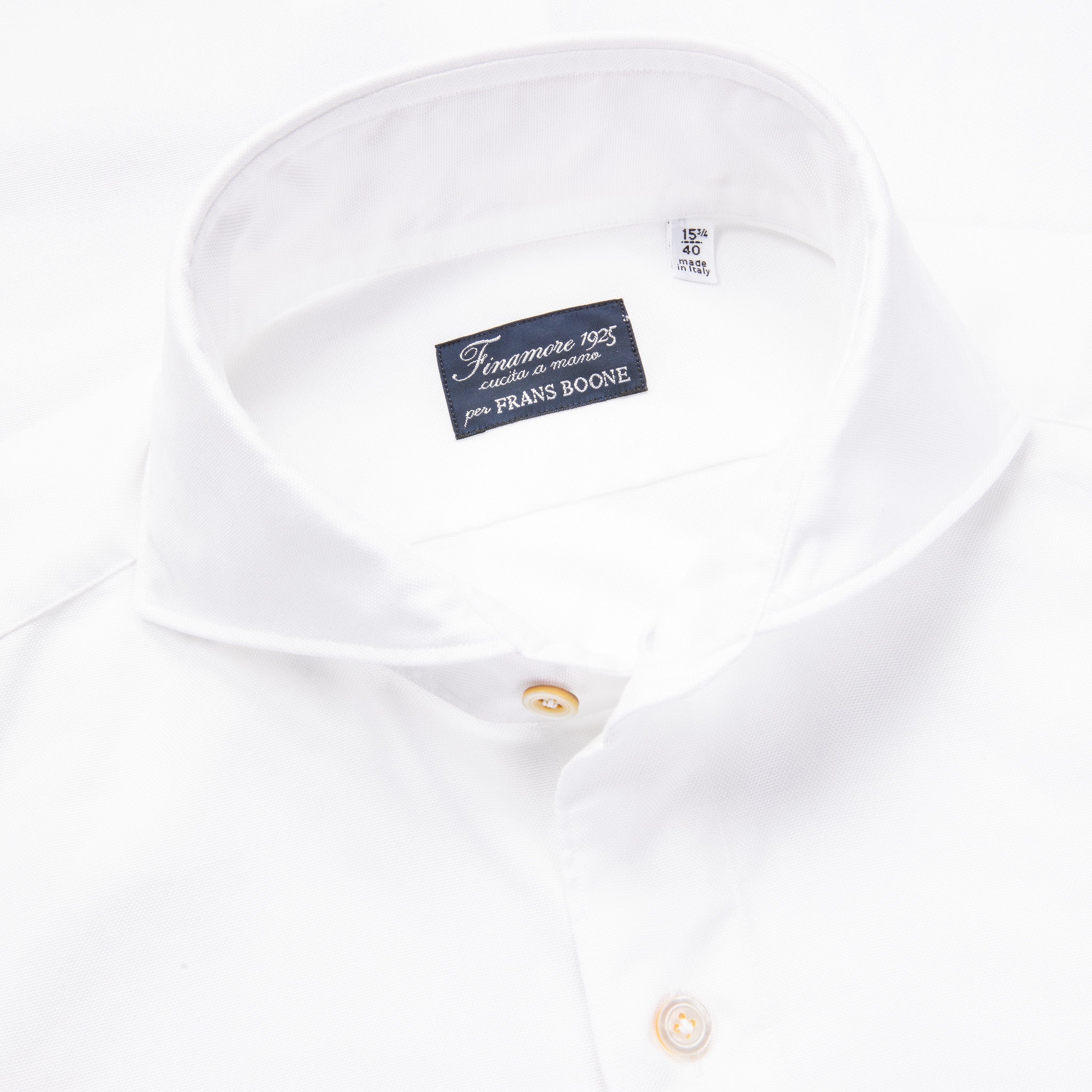 Finamore Washed Tokyo Sergio Collar Shirt Oxford White
