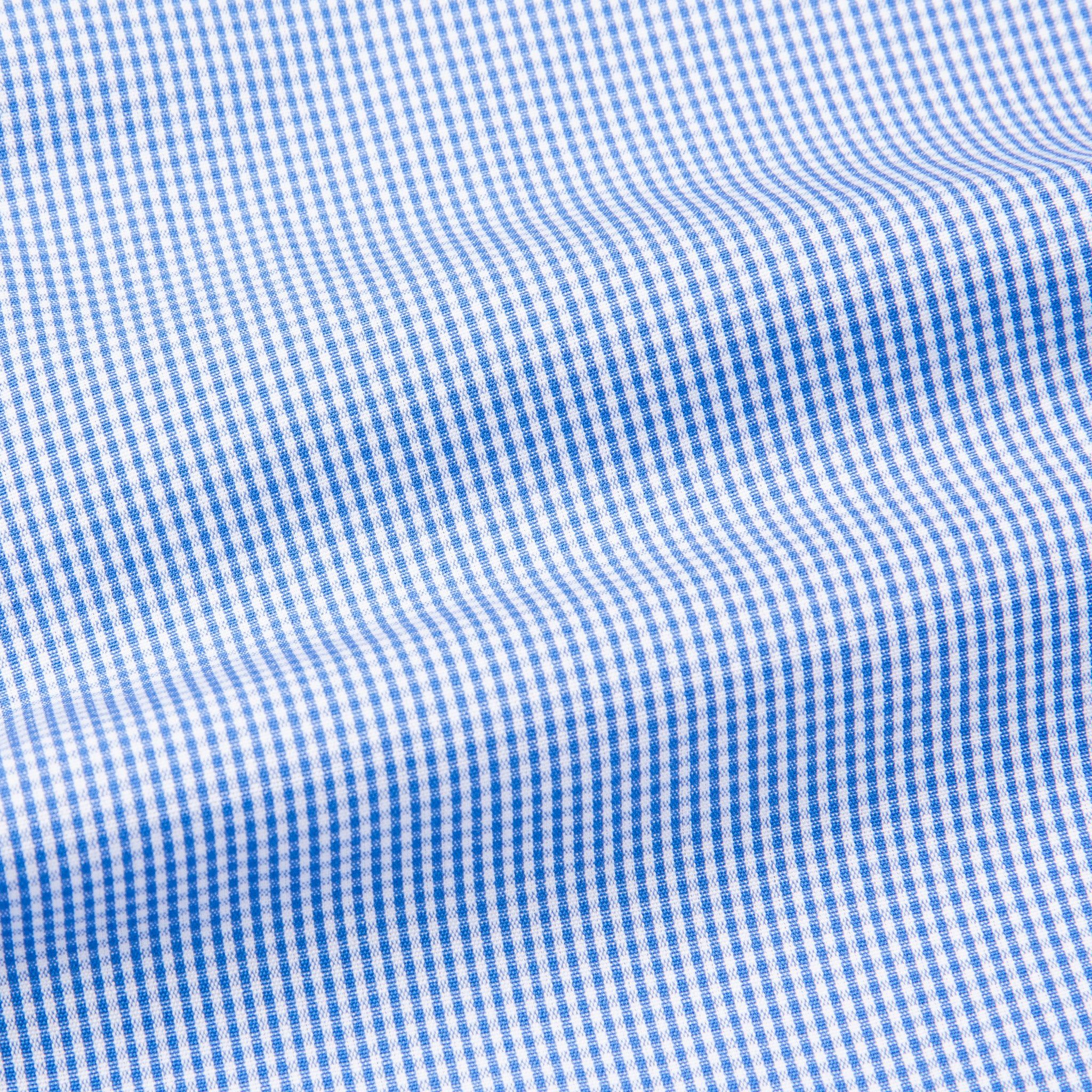 Finamore Gaeta Shirt Sergio Collar Alumo Mid Blue Vichy Poplin