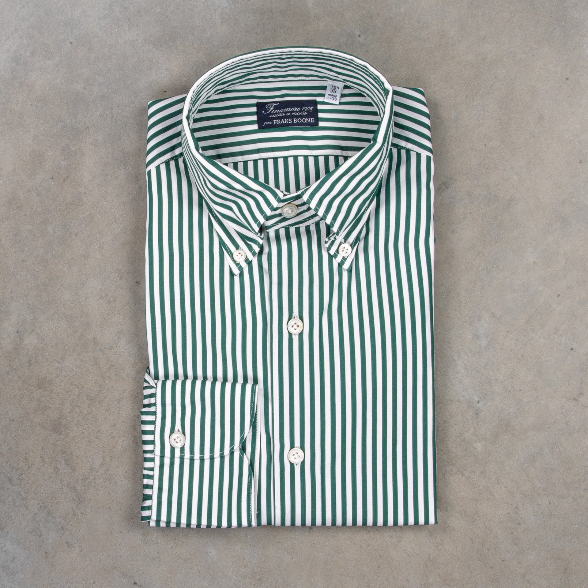 Finamore Tokyo Fit Collo Lucio Bengal Stripe Shirt Verde Inglese – Frans  Boone Store