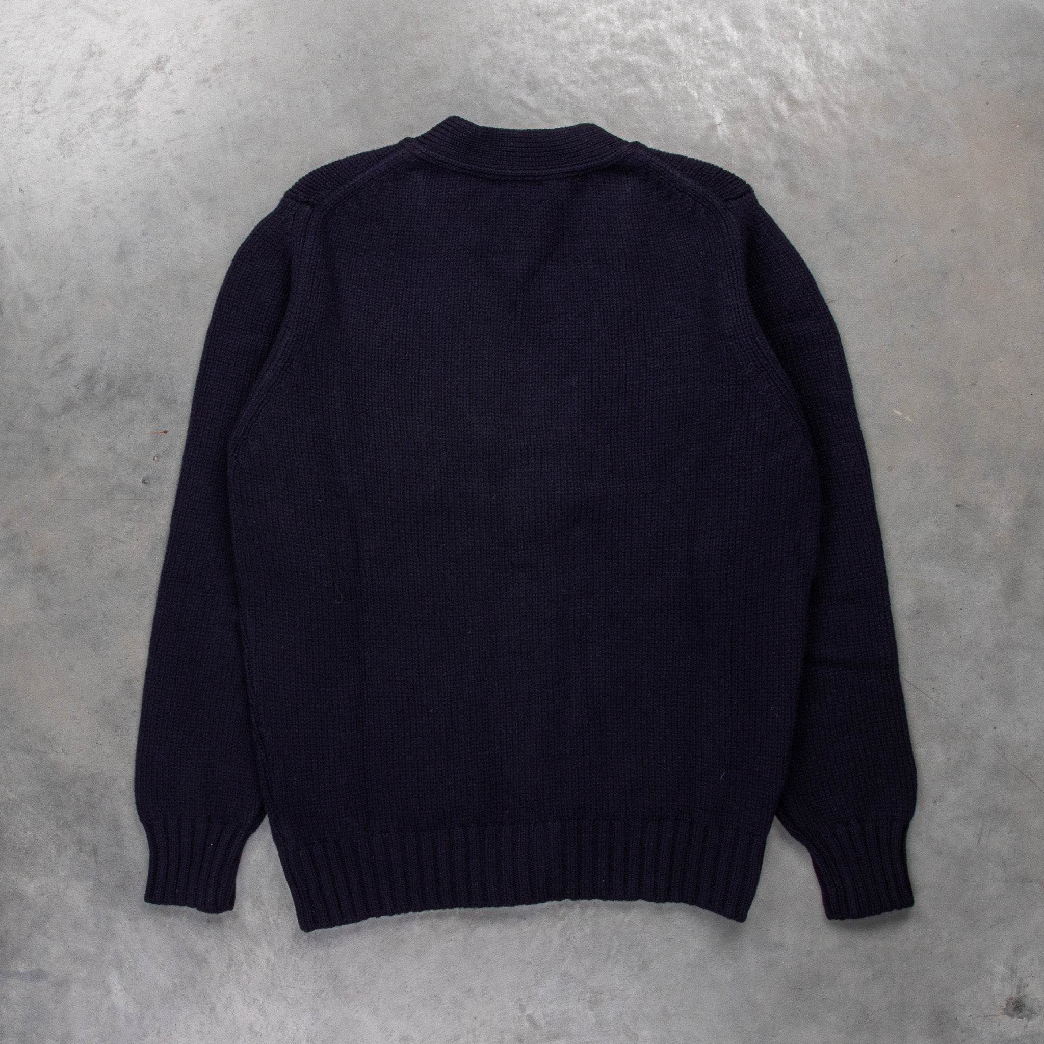William Lockie x Frans Boone Alain 3-Pocket Cardigan Lambswool Navy