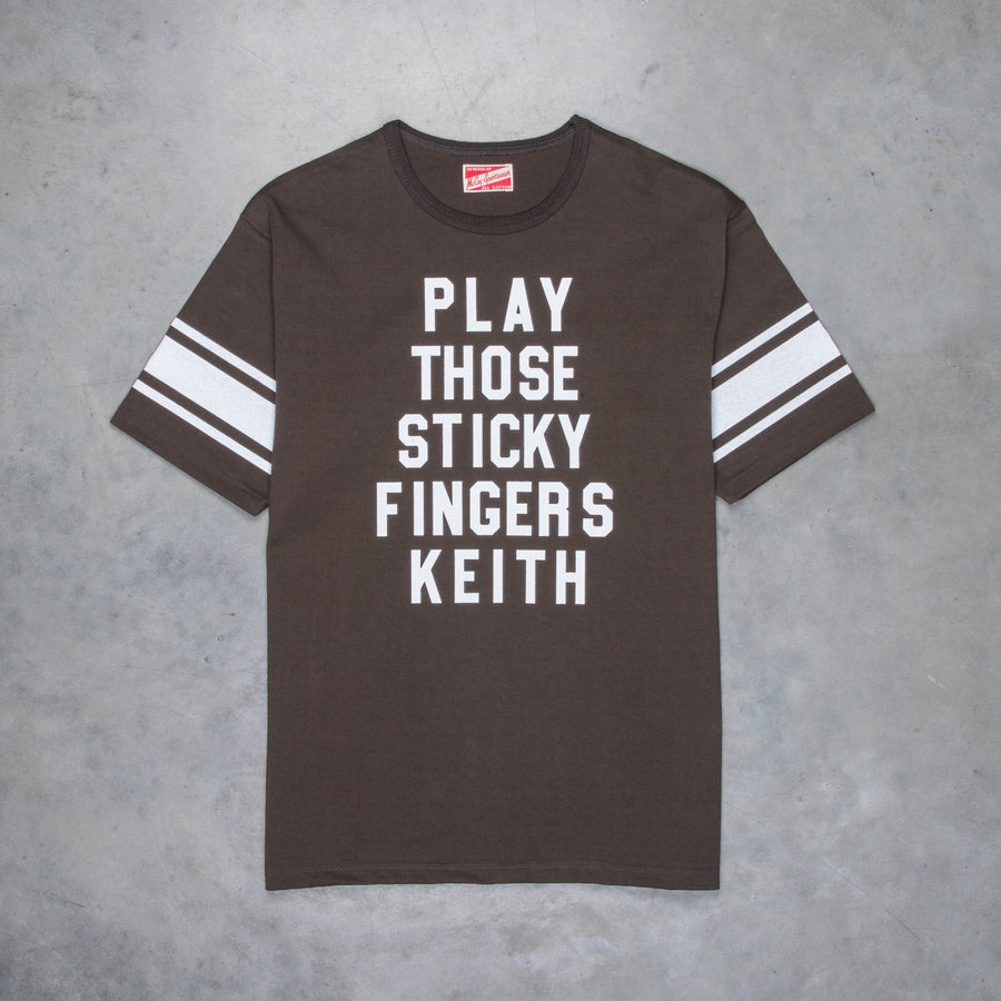 The Real McCoy's Football T-Shirt Sticky Fingers Charcoal
