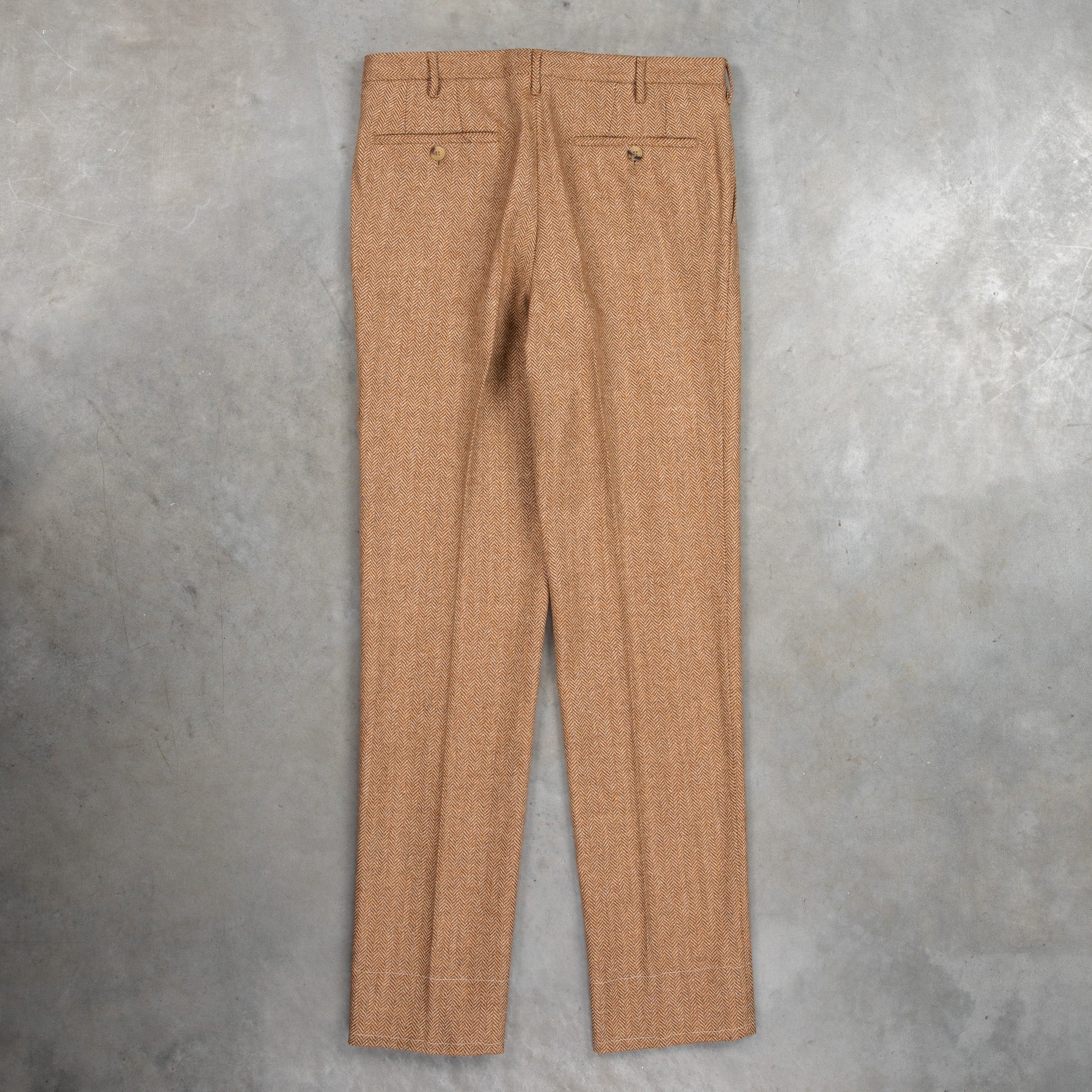 Rota Wool Cashmere Herringbone High Rise Pants Rust