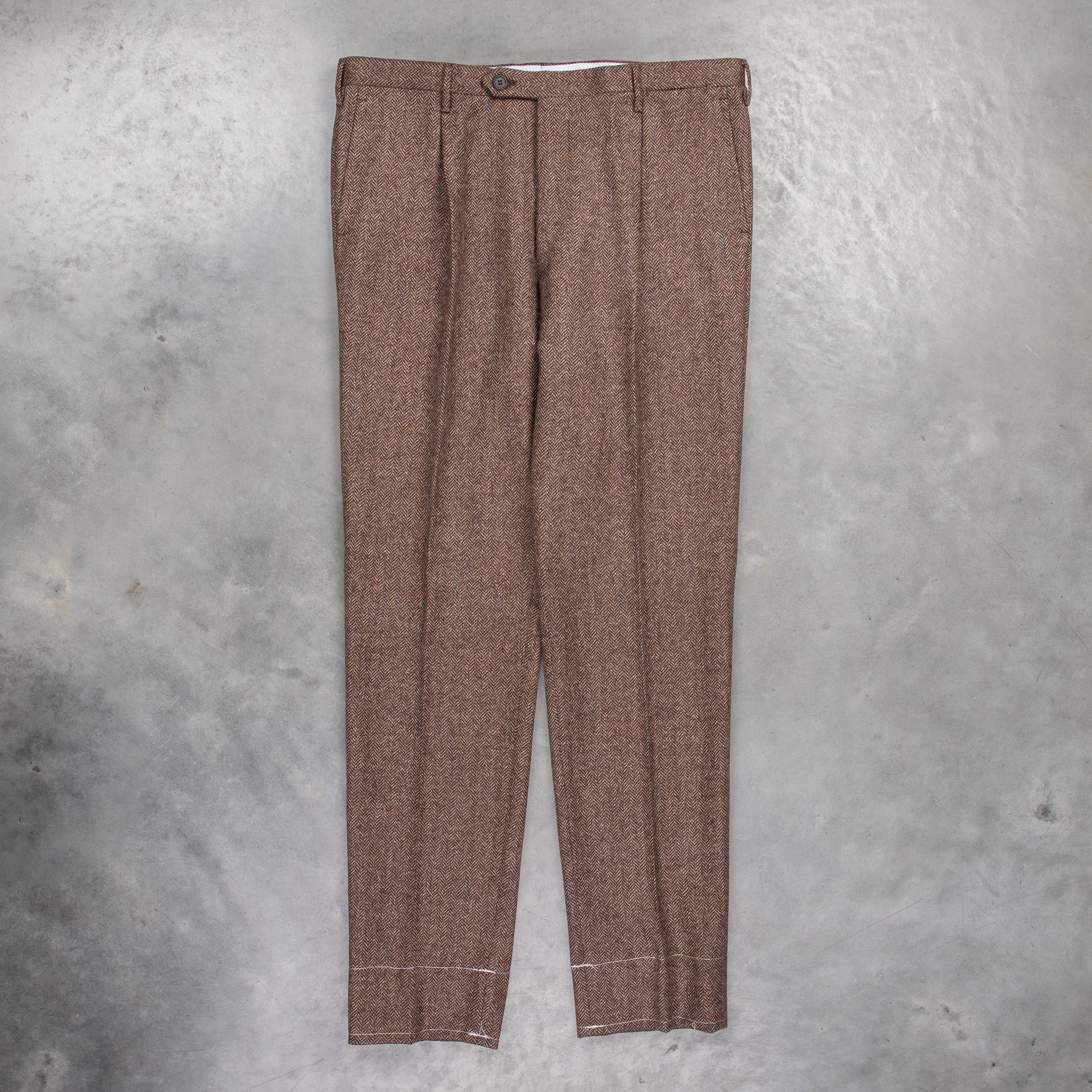 Rota Pantaloni High Rise Regular Fit Flannel Herringbone Marrone