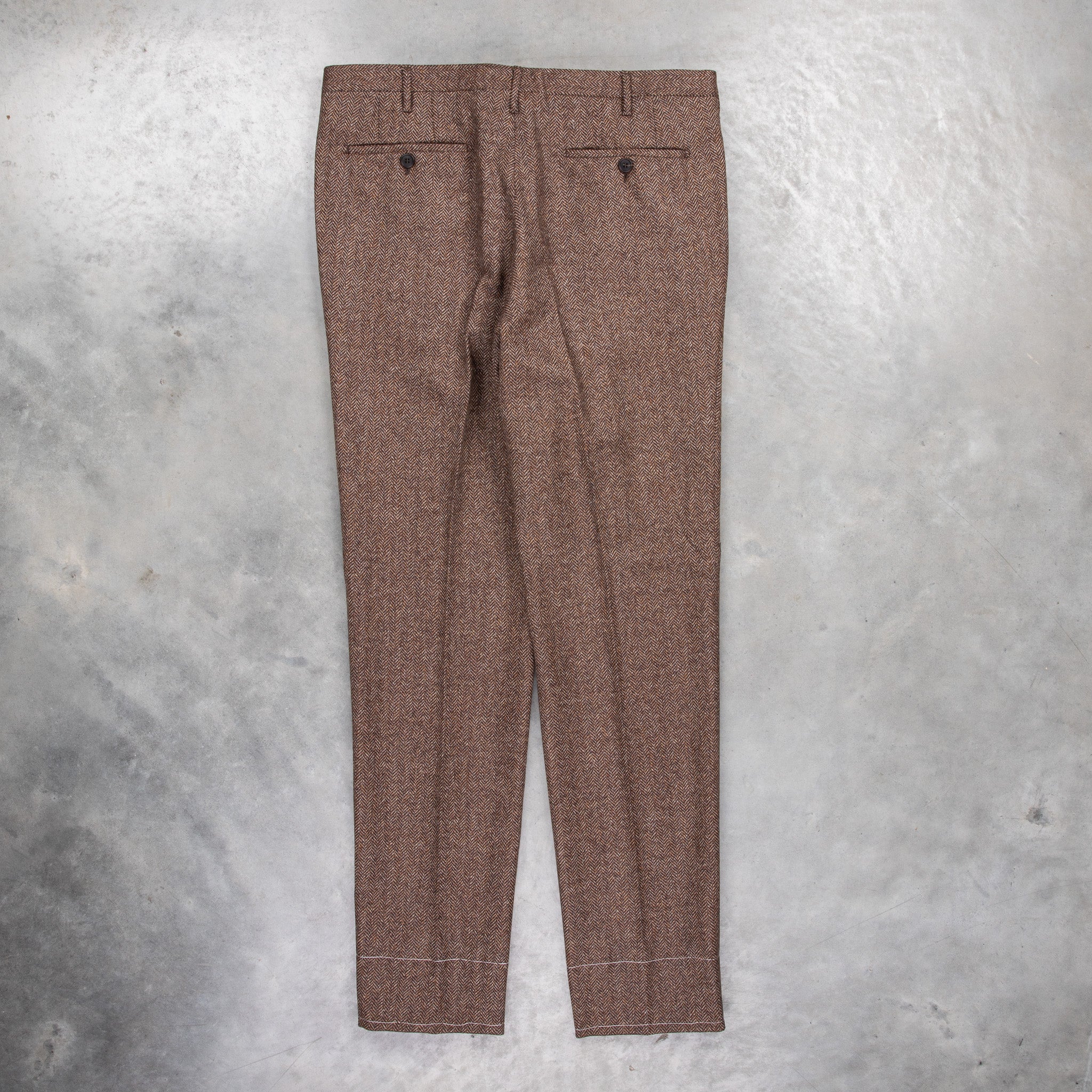 Rota Pantaloni High Rise Regular Fit Flannel Herringbone Marrone