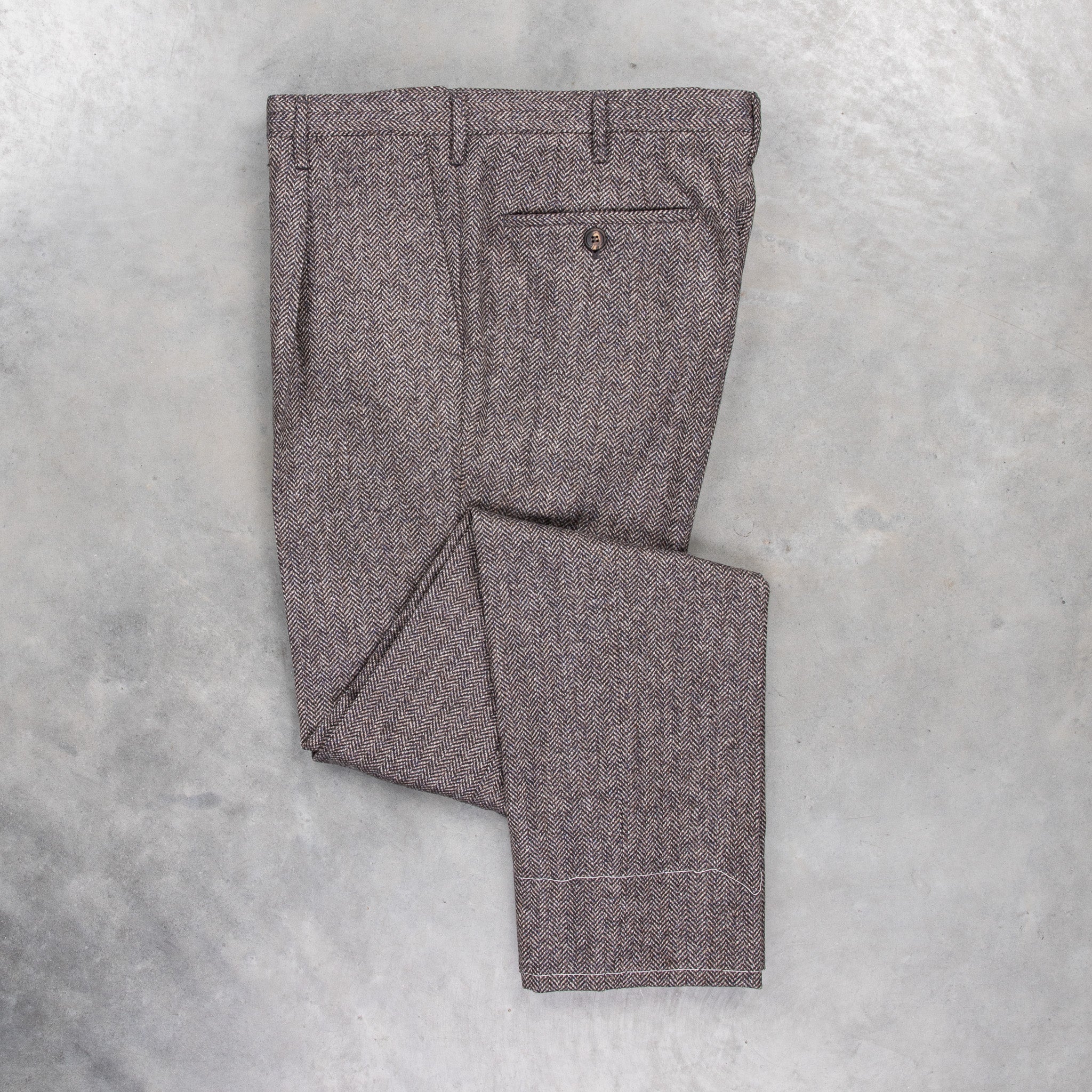 Rota Pantaloni High Rise Regular Fit Flannel Herringbone Blue