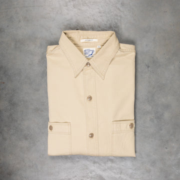 Orslow Cotton twill vintage fit work shirt beige